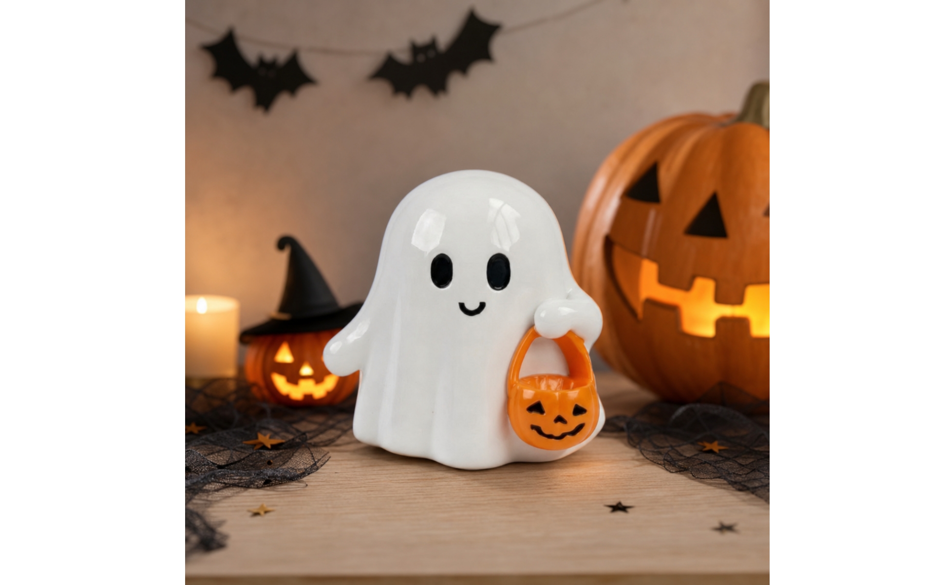 Ghost Figurine Halloween Resin Ghost Cute for Desk Display, Minimalists