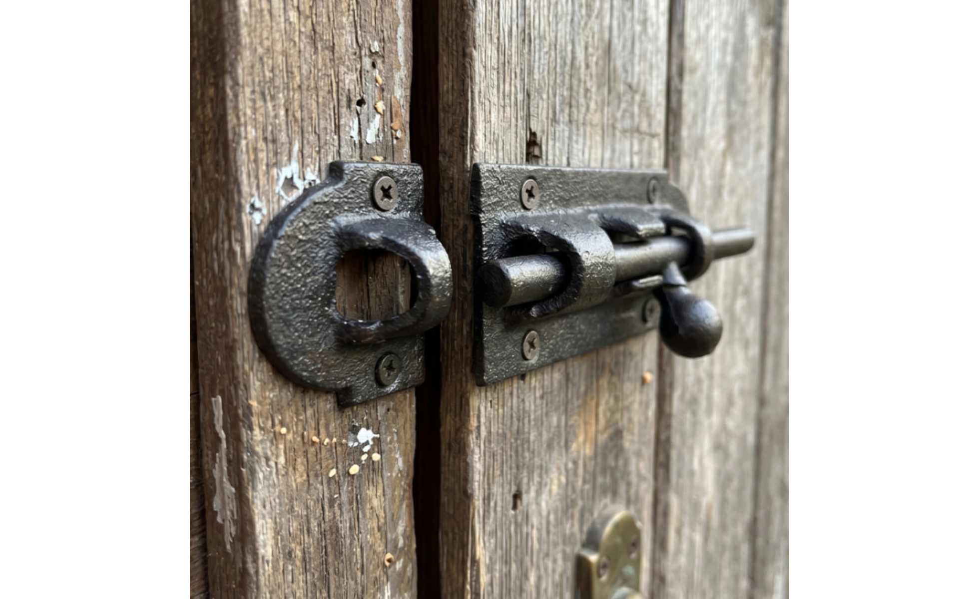 Sliding Bolt Latch Cast Iron Sliding Latch with Strike Plate Surface-Mounted