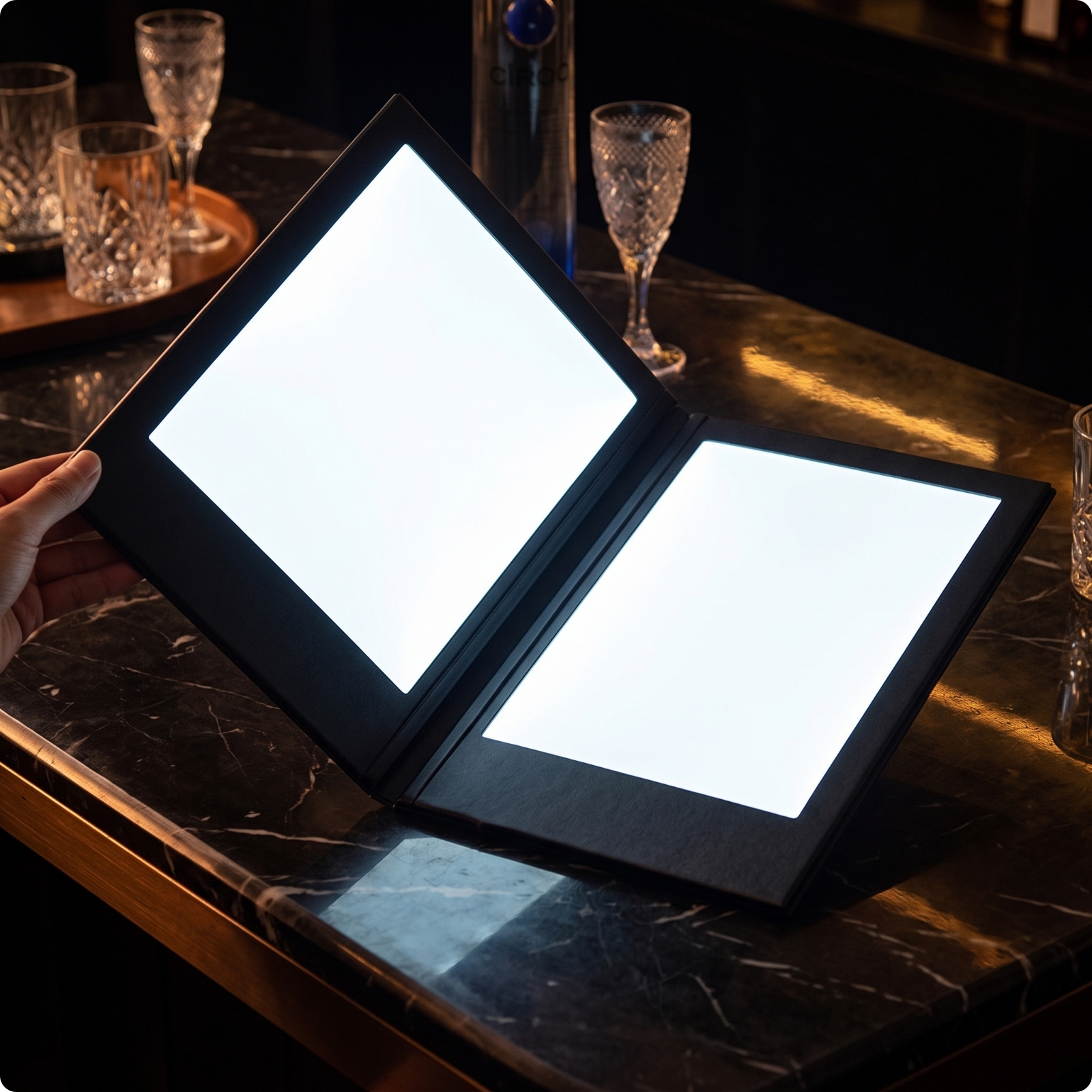 Illuminated Menu Book Backlit LED Menu Cover Clear for Nightclubs, KTV Rooms