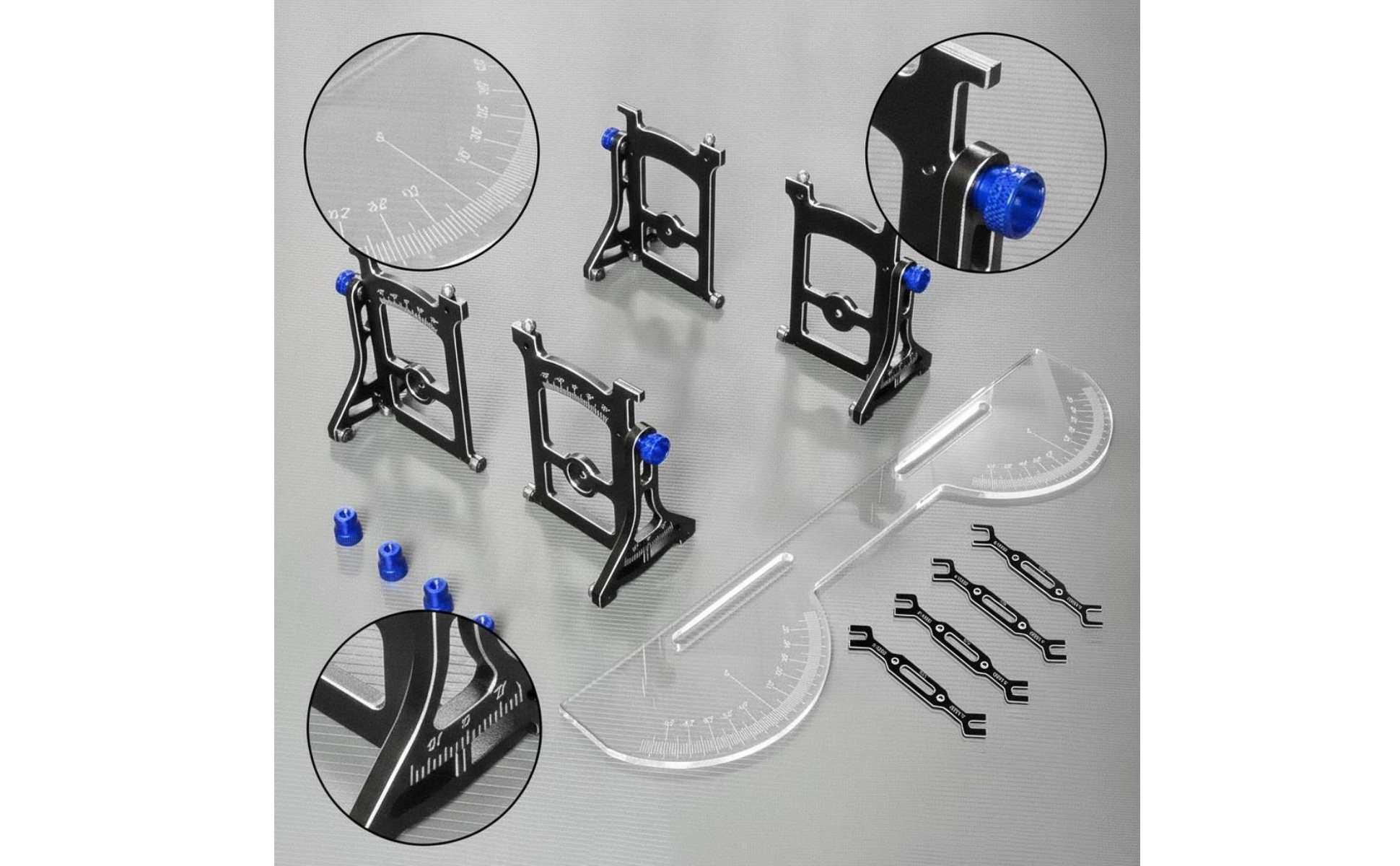 Camber, Toe, and Slip Angle Gauge 1/10 Scale RC Car Alignment Gauge Versatile