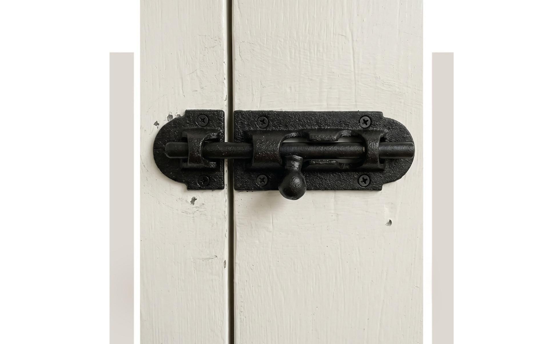 Sliding Bolt Latch Cast Iron Sliding Latch with Strike Plate Surface-Mounted