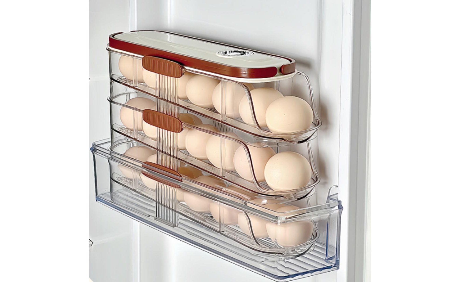 Egg Drawer Three-Layer Egg Holder with Drawer Transparent for Kitchen Counter