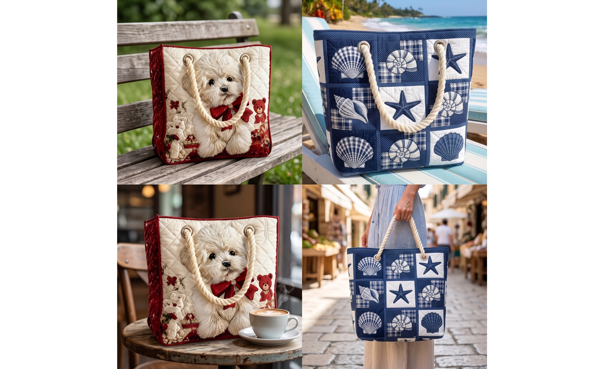 Tote Bag with Rope Handles Soft-Structured Quilted Tote Bag Large for Travel