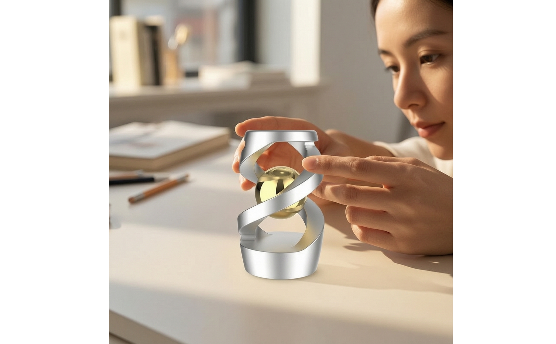 Metal Rotating Top Aluminum Alloy Rotating Top Toy Stress-Relief for Study Table