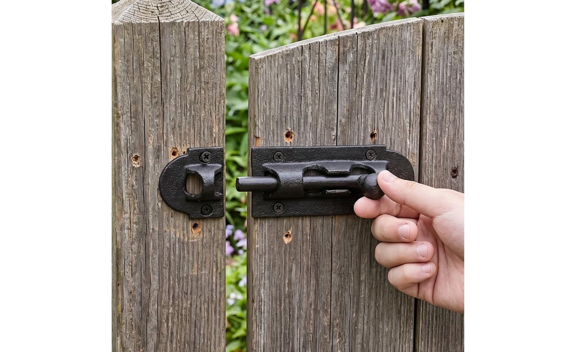Sliding Bolt Latch Cast Iron Sliding Latch with Strike Plate Surface-Mounted