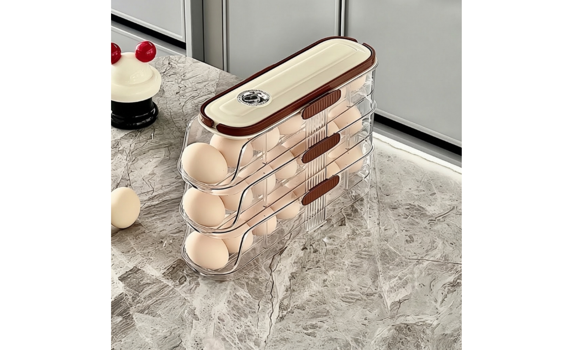 Egg Drawer Three-Layer Egg Holder with Drawer Transparent for Kitchen Counter