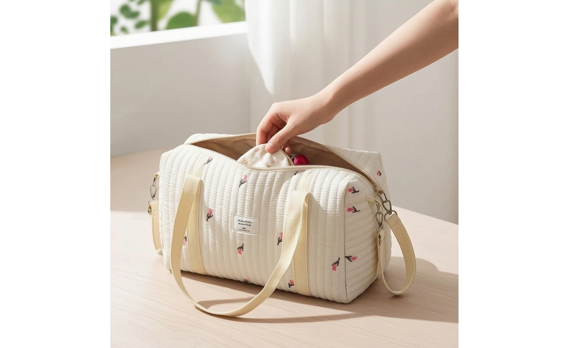 Padded Diaper Tote Soft Quilted Baby Bag Multiple Pockets for Stroller, Parents