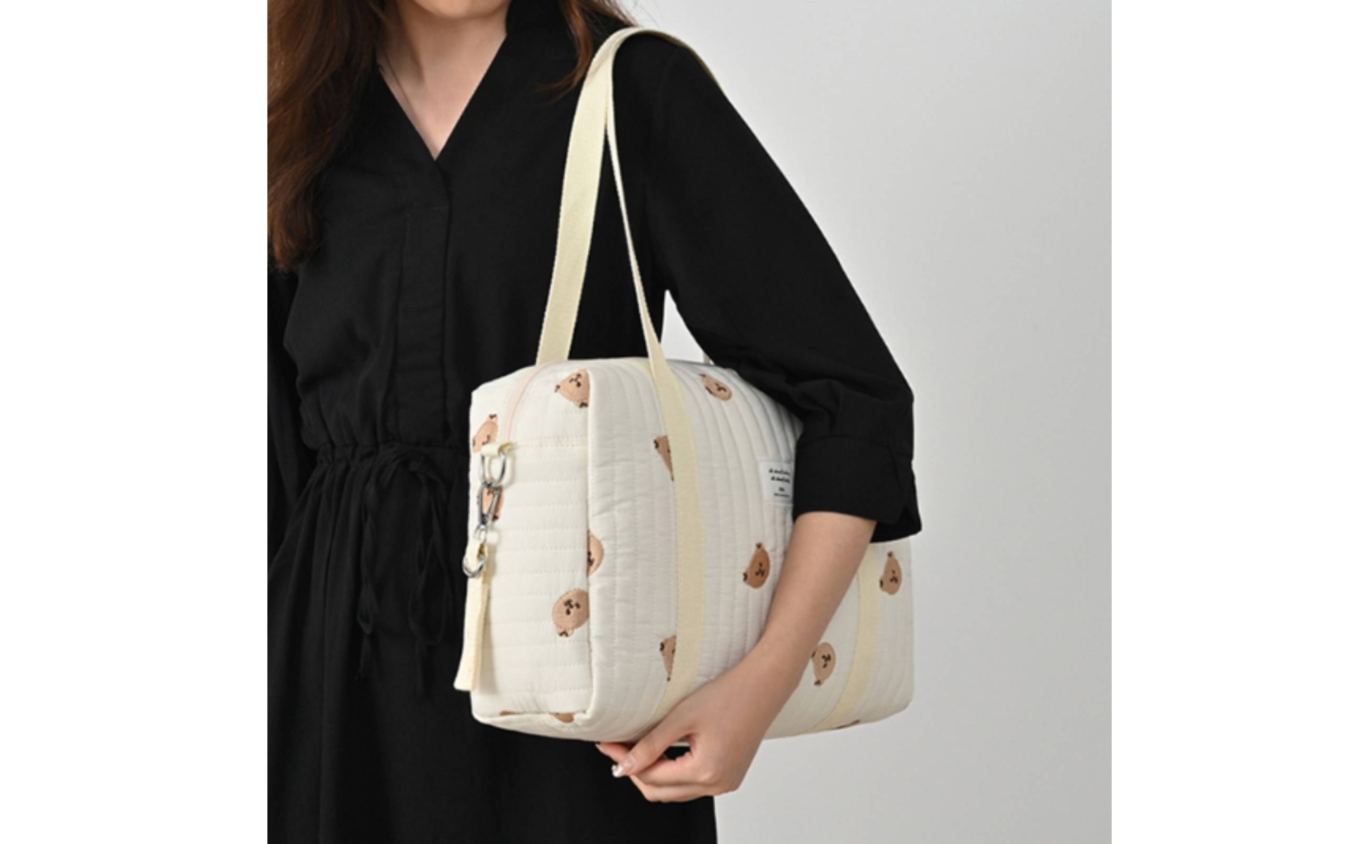 Padded Diaper Tote Soft Quilted Baby Bag Multiple Pockets for Stroller, Parents
