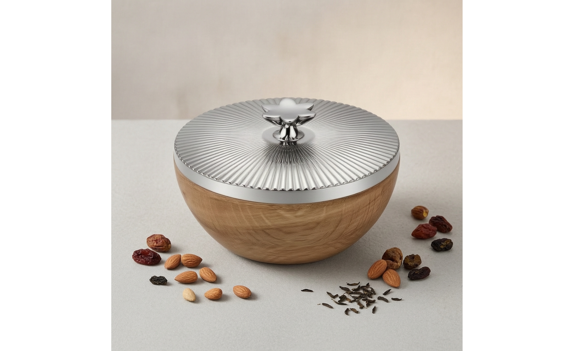 Snack Bowl with Lid Wood-Grain Storage Container with Lid Decorative
