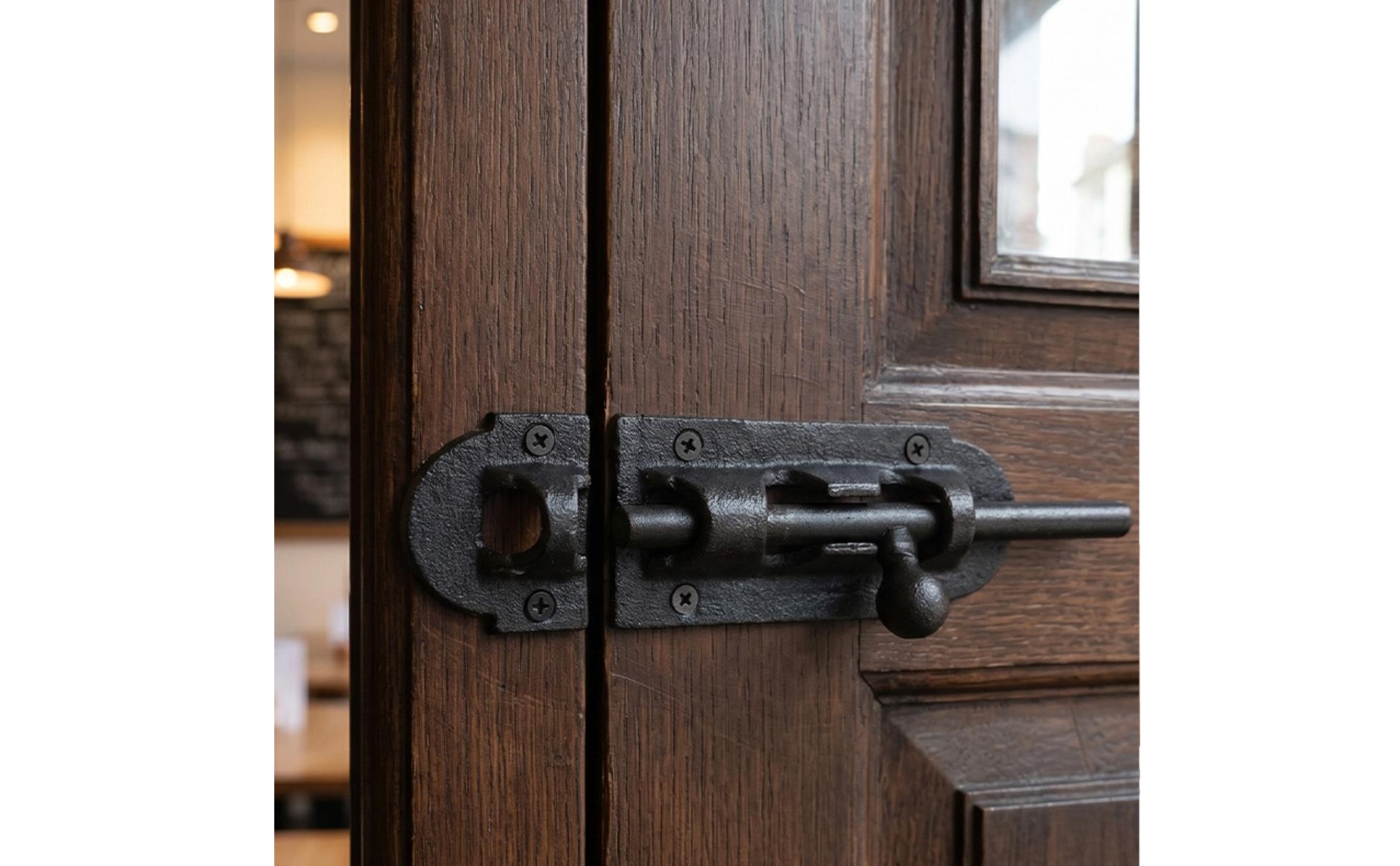 Sliding Bolt Latch Cast Iron Sliding Latch with Strike Plate Surface-Mounted