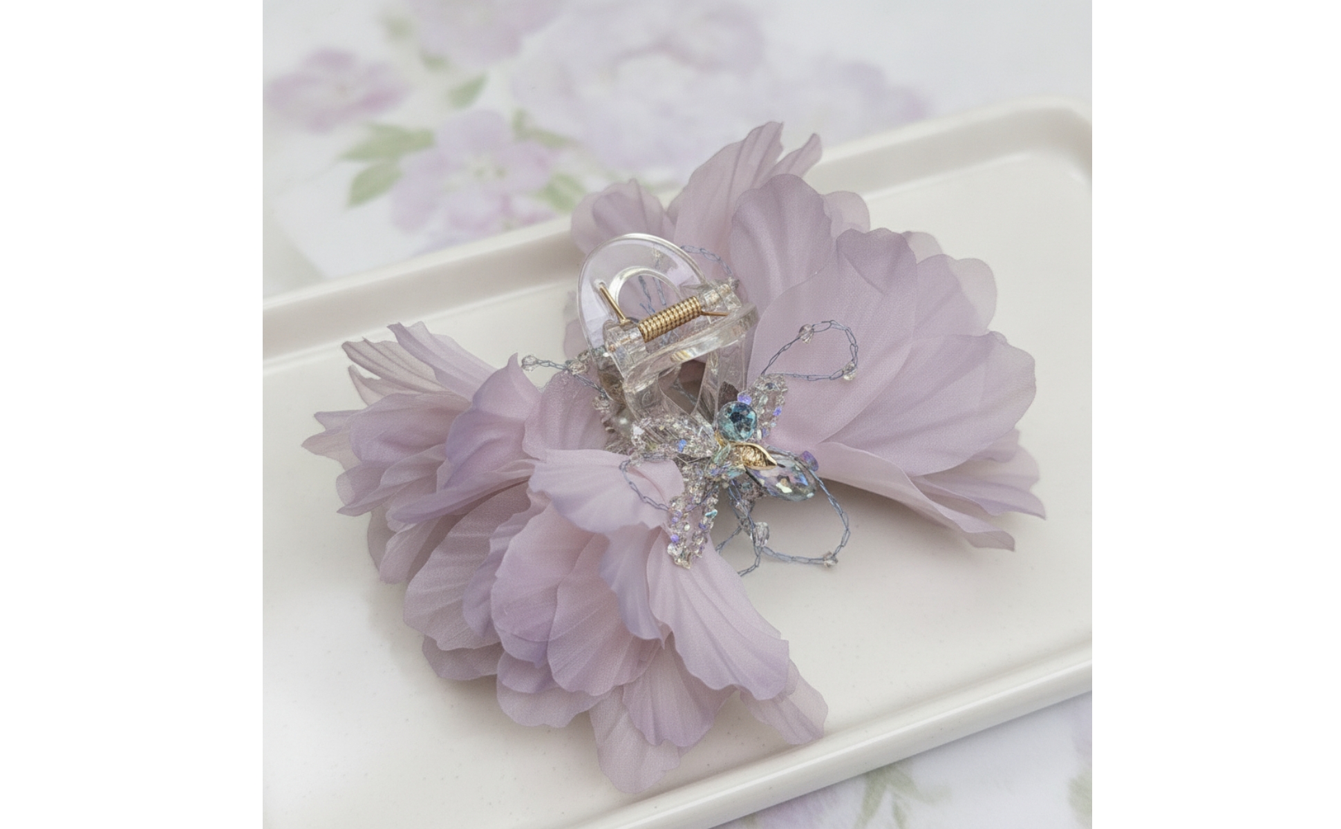 Butterfly Hair Claw Clip Beaded Butterfly Claw Clip with Beads Elegant for Women