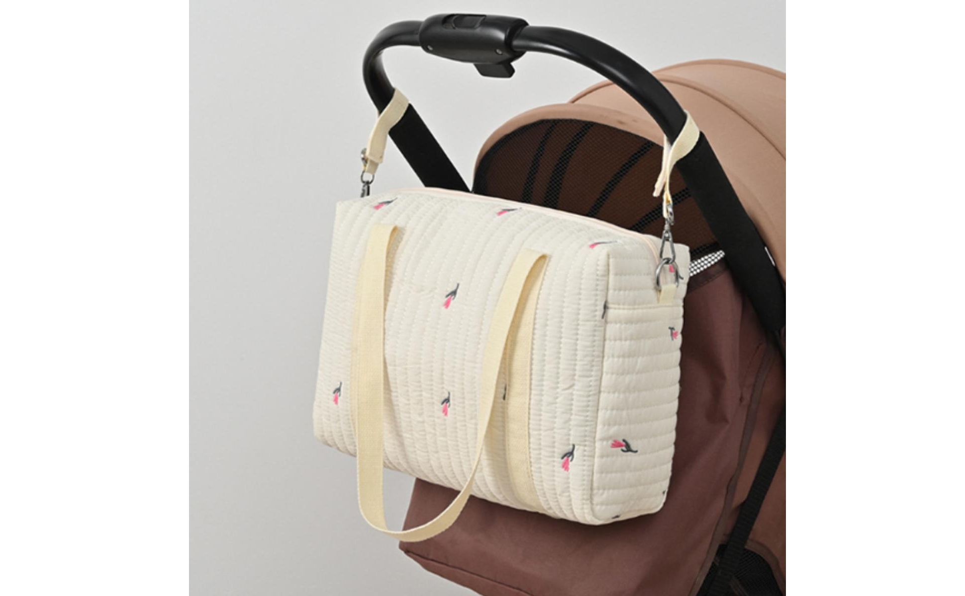 Padded Diaper Tote Soft Quilted Baby Bag Multiple Pockets for Stroller, Parents