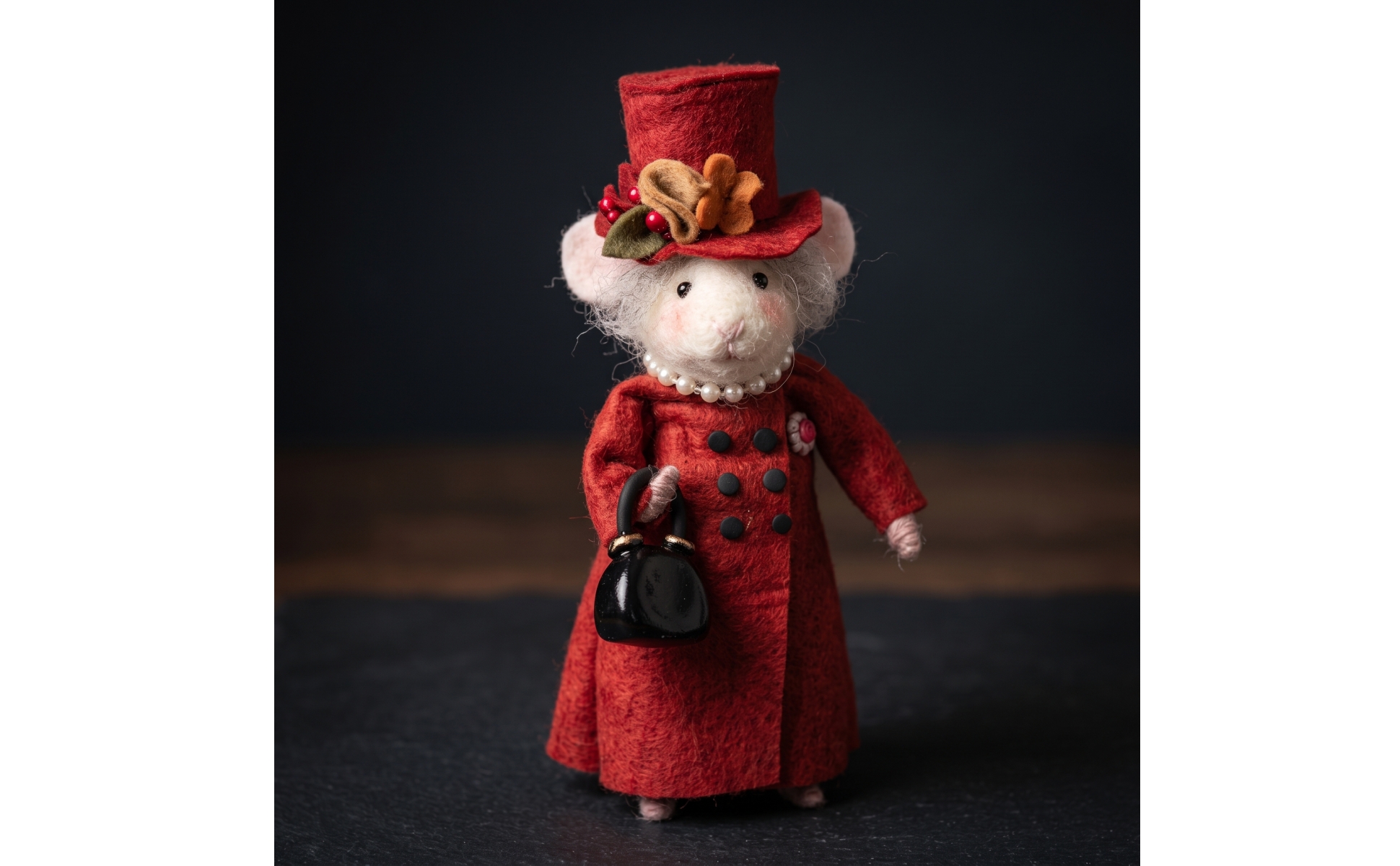 Needle-Felted Miniature Felt with Glasses Artisanal for Collectors