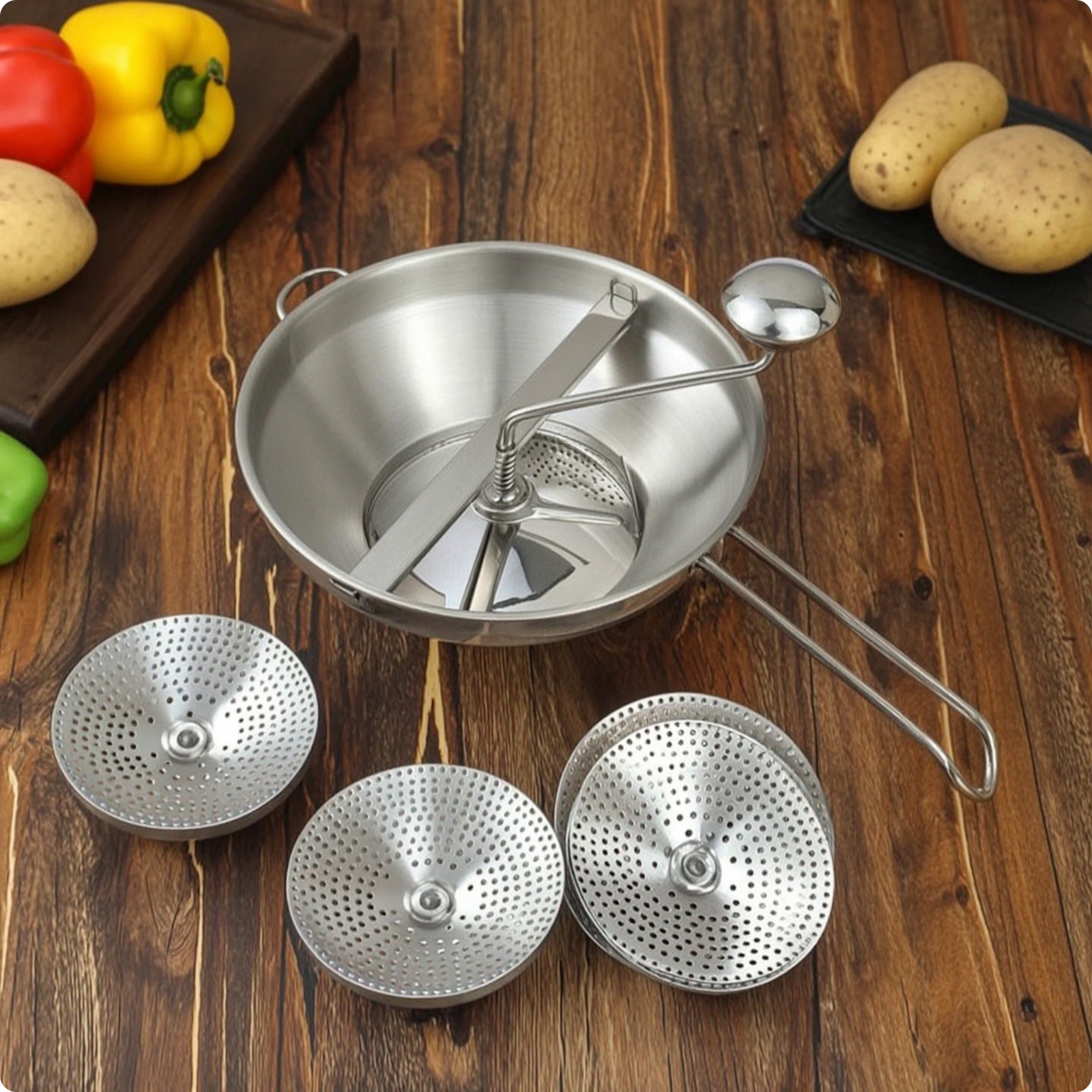 Stainless Steel Food Mill Versatile Potato Ricer Long-Lasting for Home Cooks