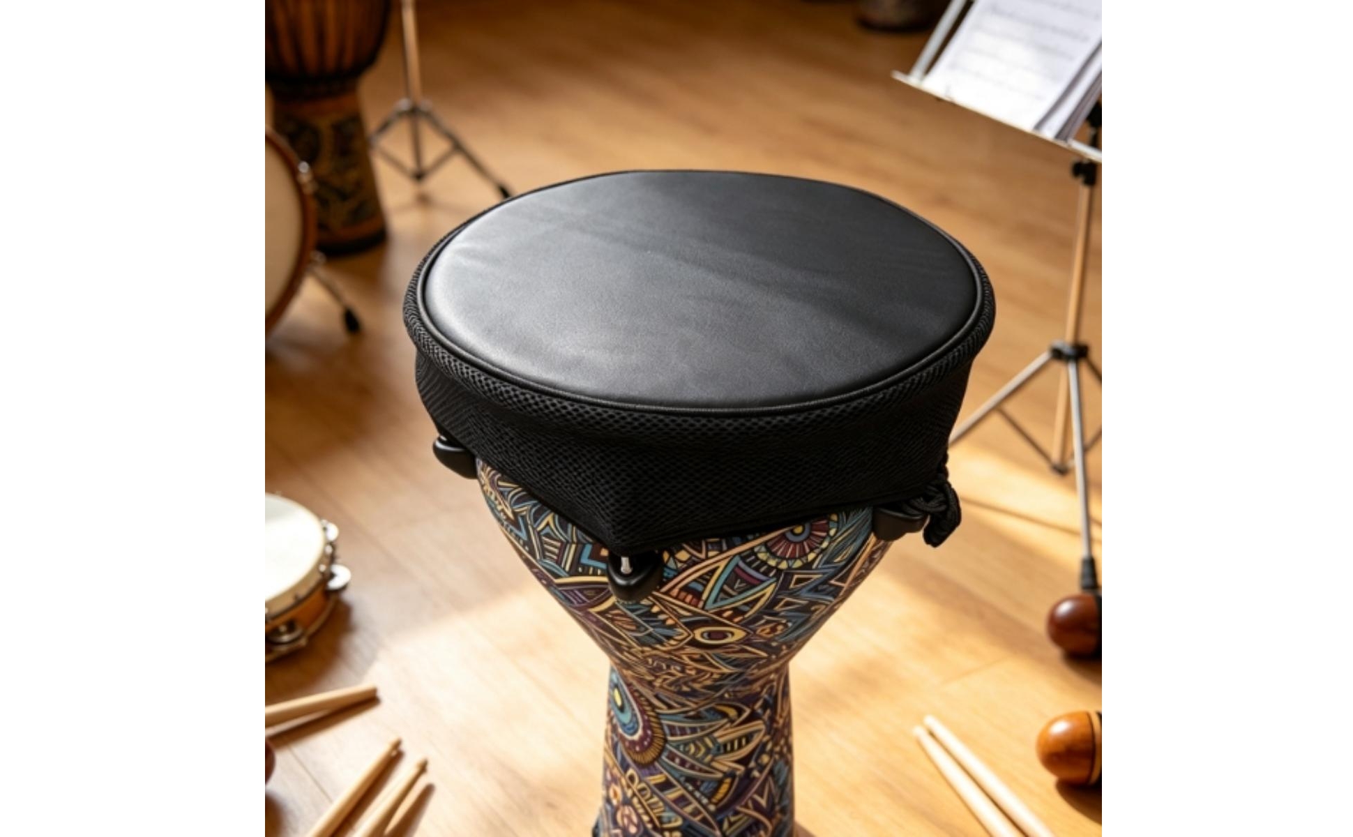 Drum Mute Cover Quiet Practice Drum Head Cover with Mesh Skirt Noise Reduction
