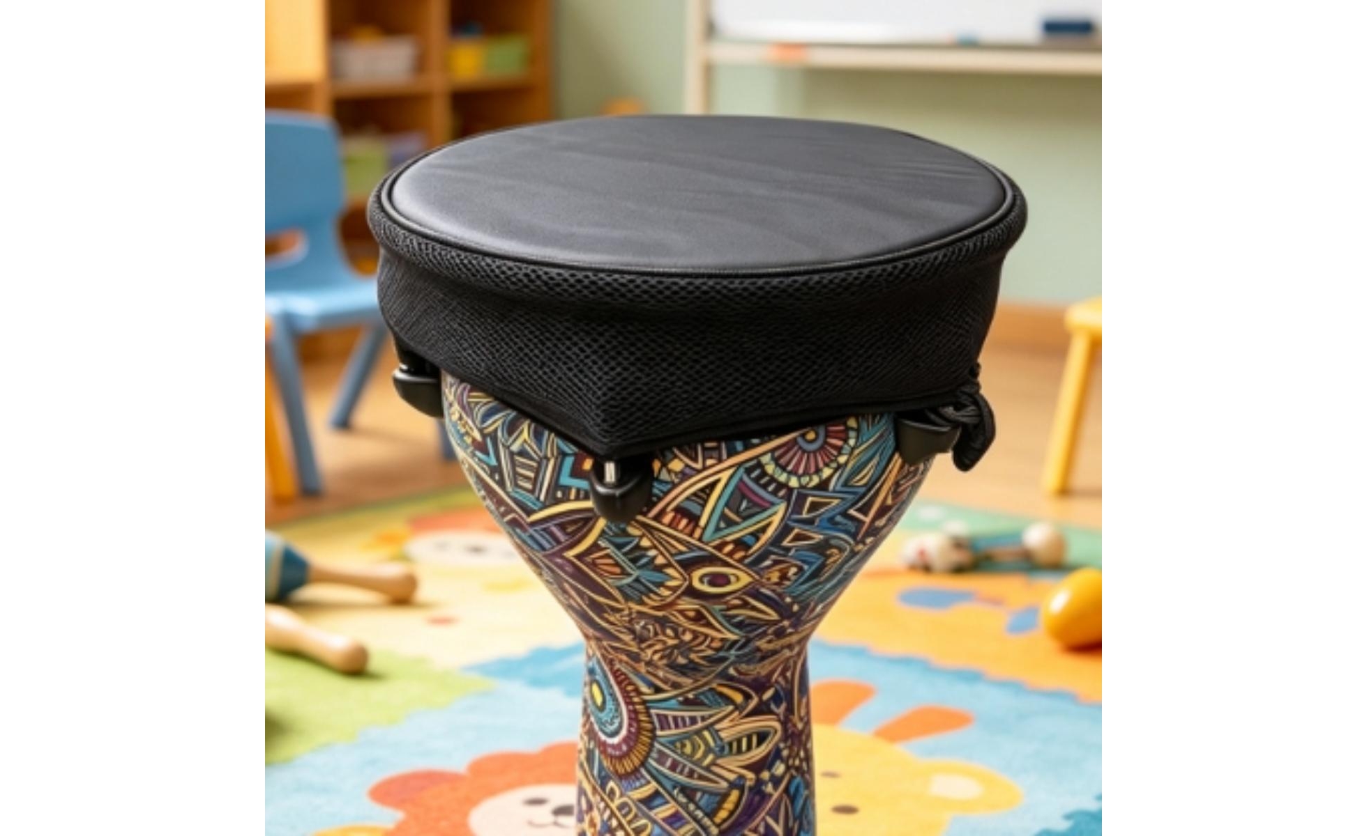 Drum Mute Cover Quiet Practice Drum Head Cover with Mesh Skirt Noise Reduction