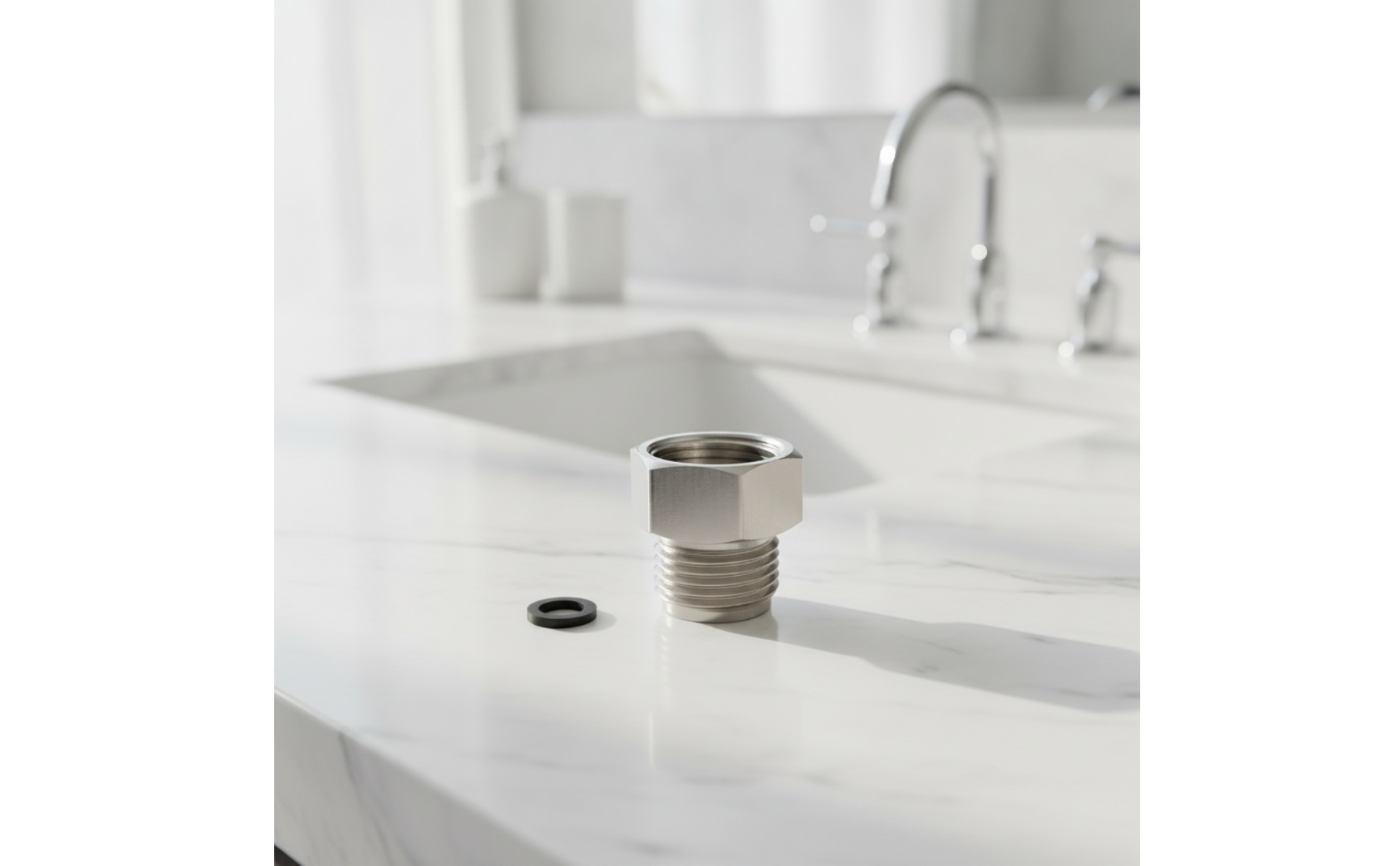 Hex Adapter with Washer Hexagonal Silver for Plumbers, DIYers