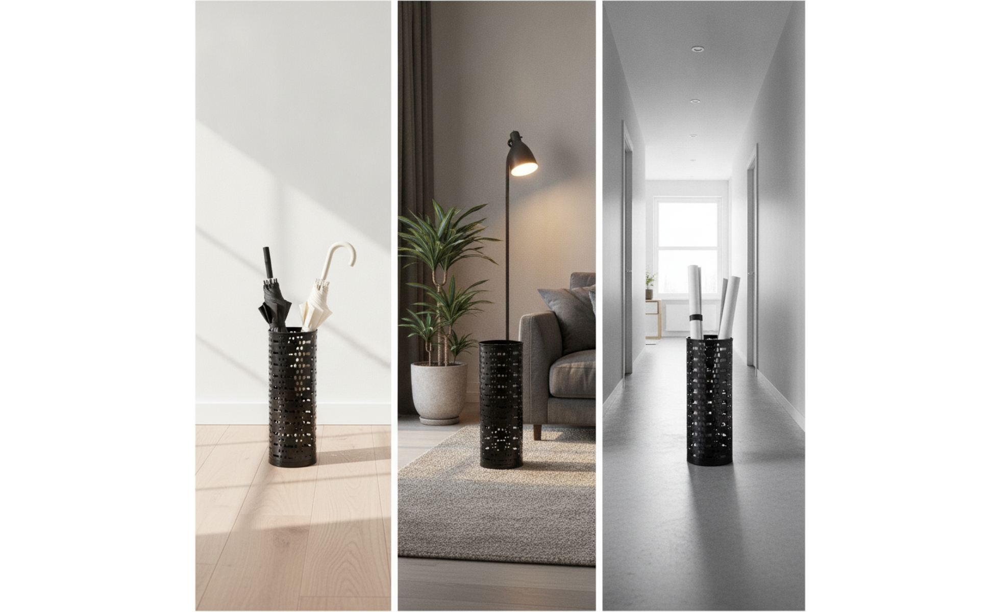 Metal Umbrella Stand Perforated Freestanding Umbrella Stand Ventilated for Lobby
