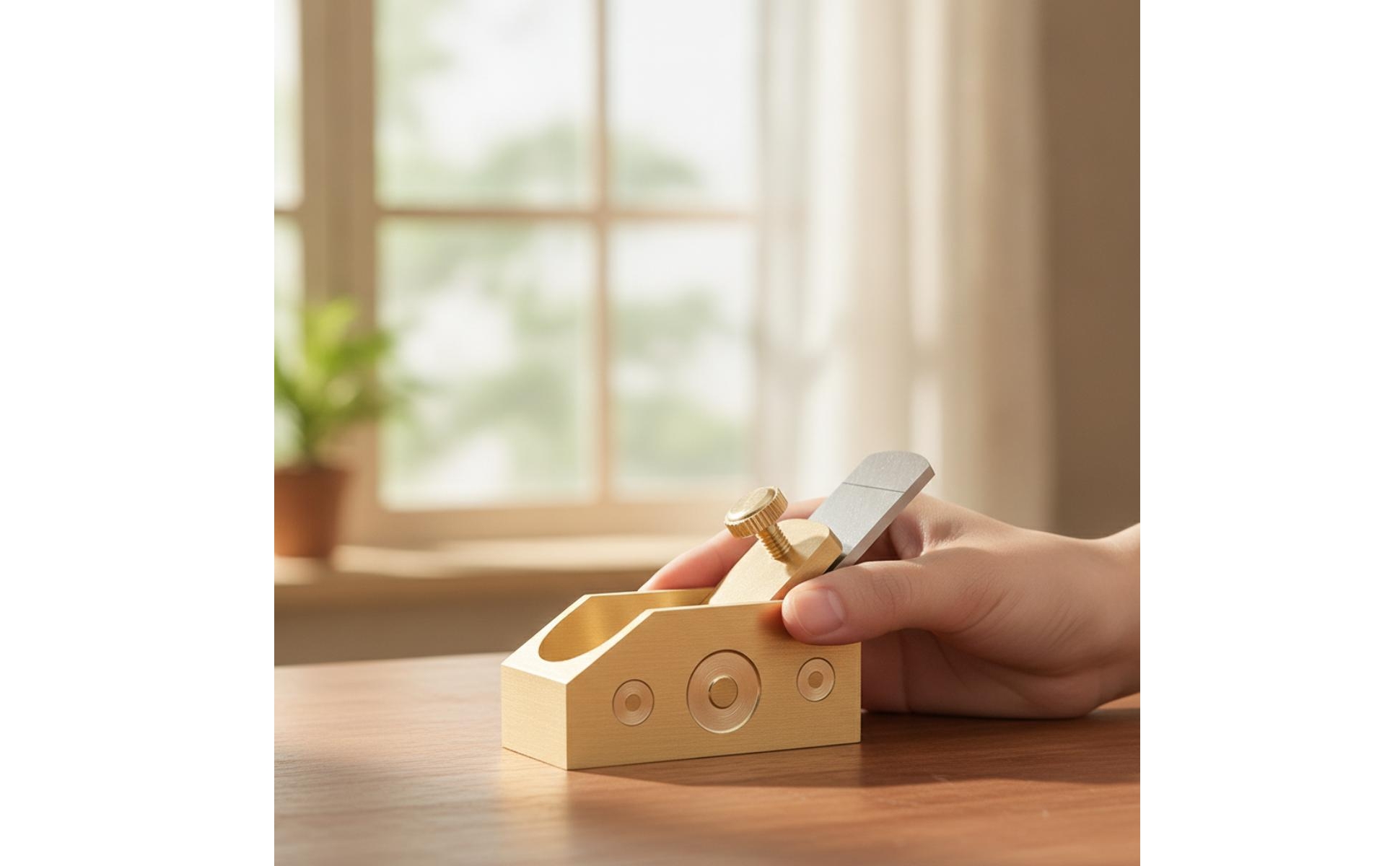 Thumb Plane Brass Small Hand Plane Compact for Woodworking, Luthiers, Hobbyists