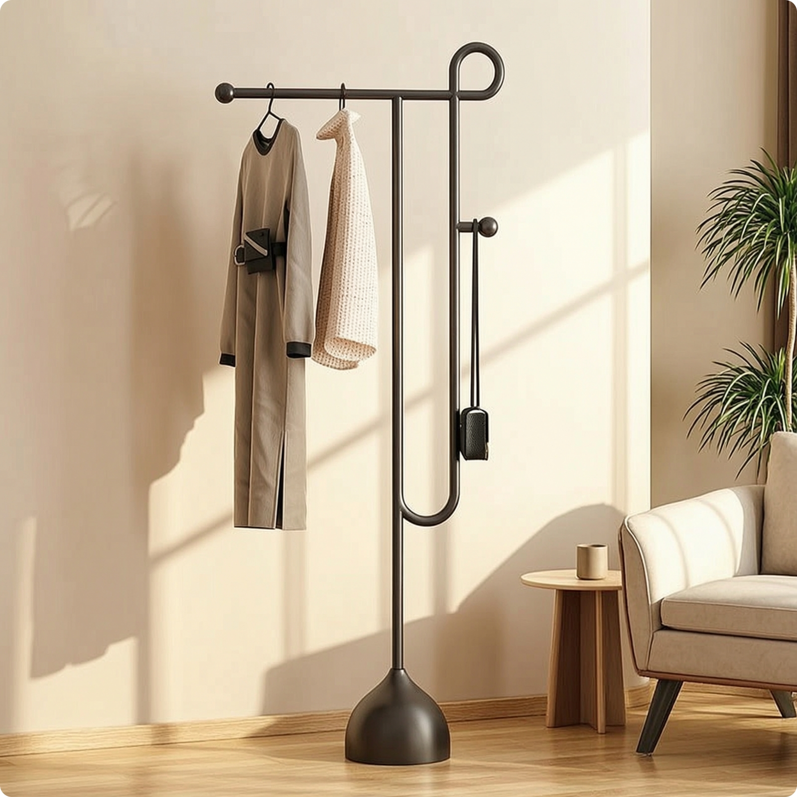 Floor Coat Rack Stable Coat Rack with Weighted Base Modern for Entryway,