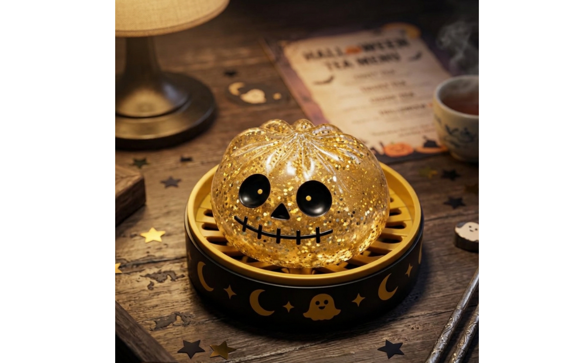 5 Pieces Ghost Dumpling Squishy Spooky-Cute with Tray Halloween