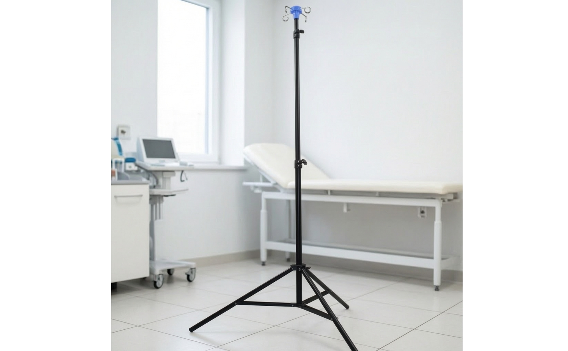 IV Pole with Tripod Base Height Adjustable Infusion Stand with Four Hooks