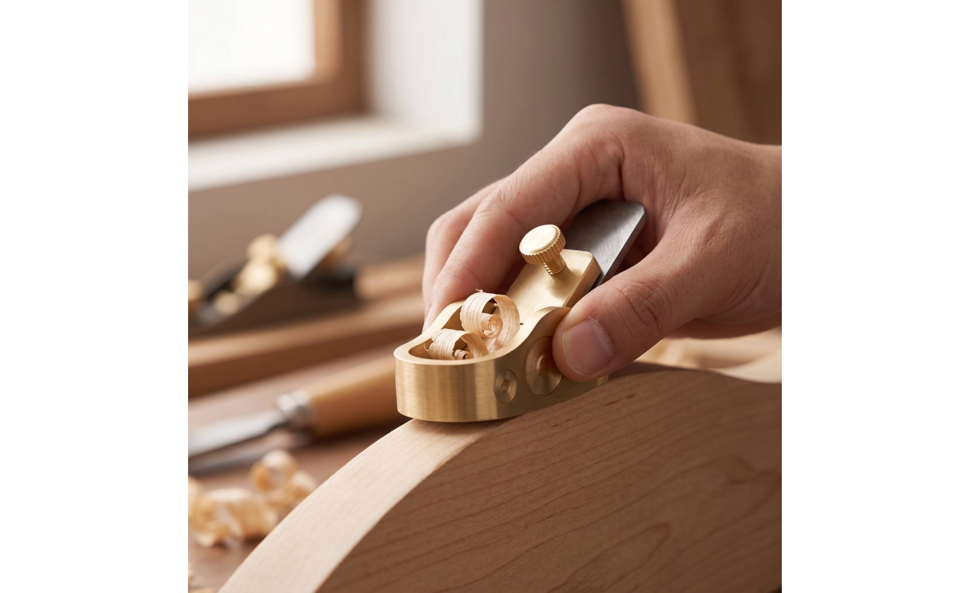 Thumb Plane Brass Small Hand Plane Compact for Woodworking, Luthiers, Hobbyists