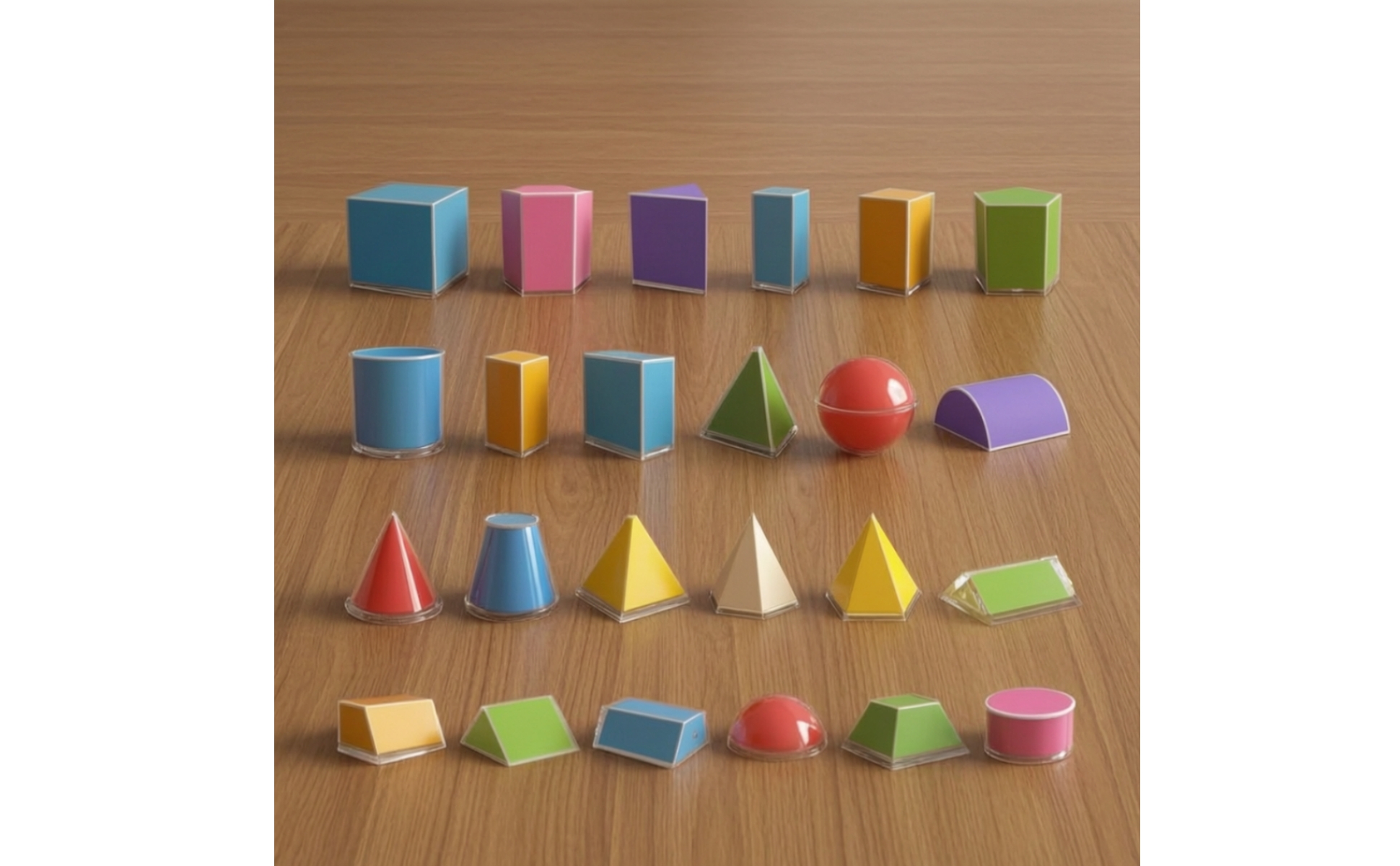 24 Pieces Geometry Teaching Model Kit Transparent for Classroom, Homeschooling