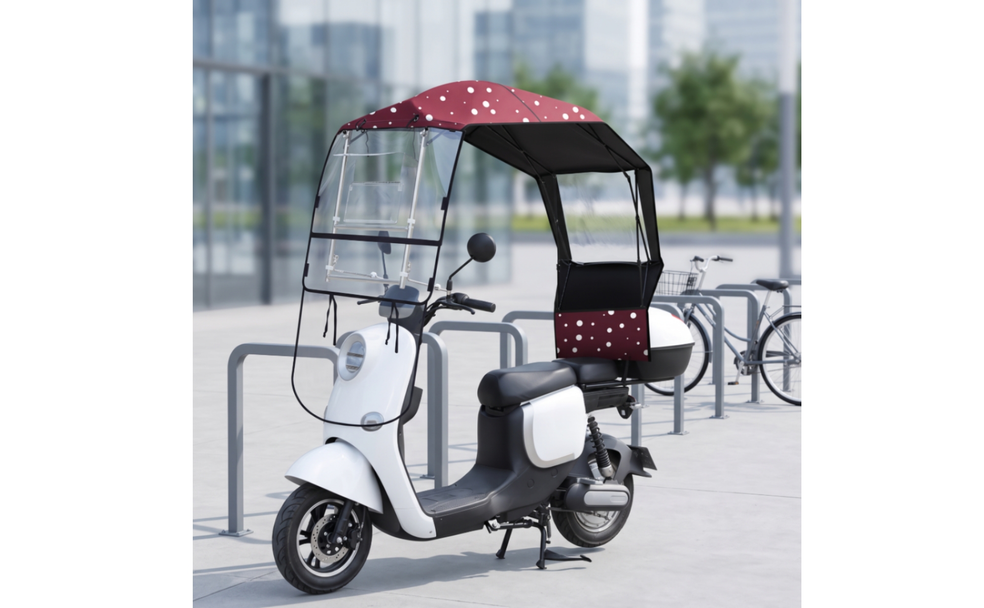 Scooter Rain Canopy with Windshield Waterproof for Daily Commuting, City Travel
