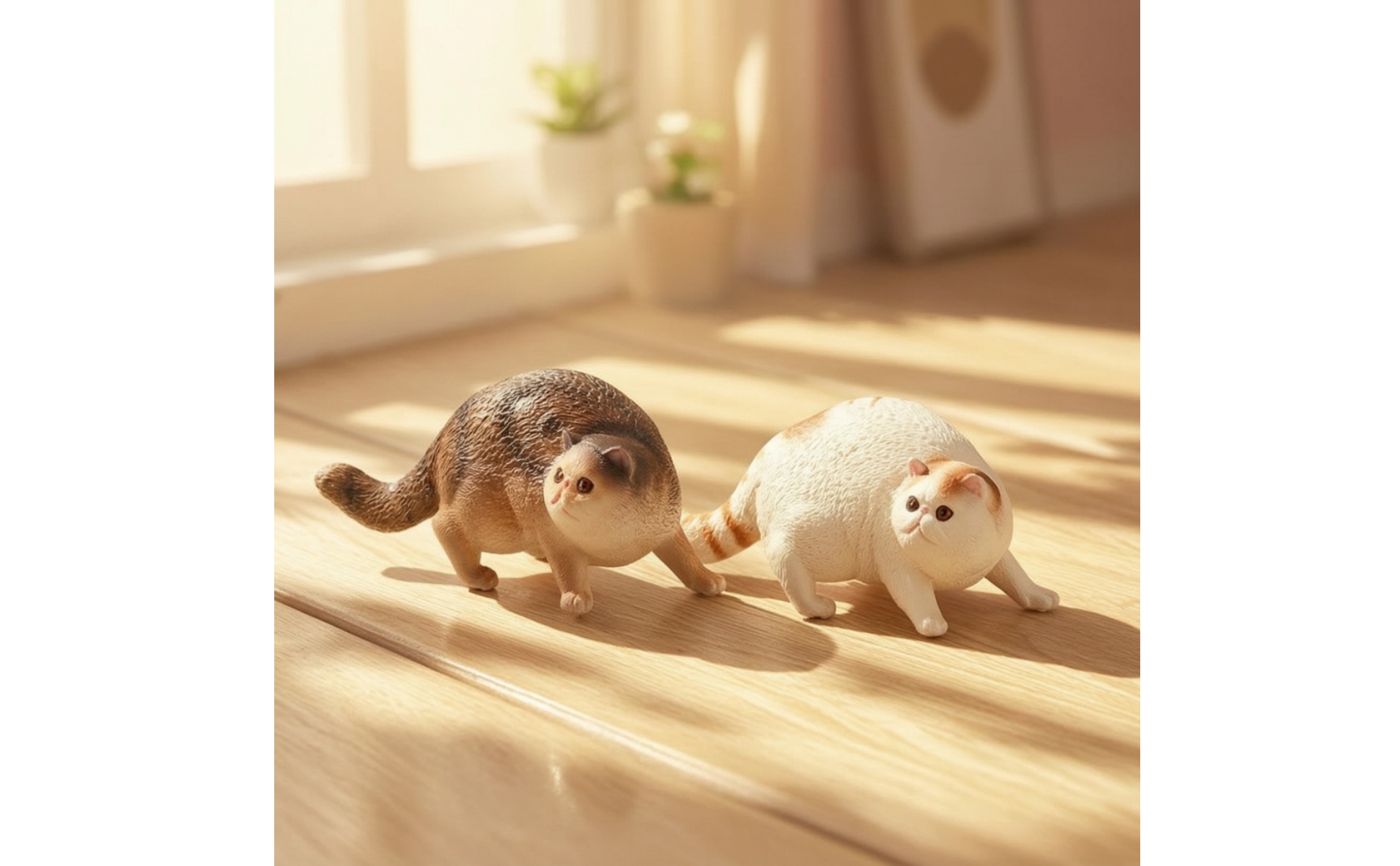 2 Pieces Cat Figurines Detailed Miniature Cat Figurines Hand-Painted