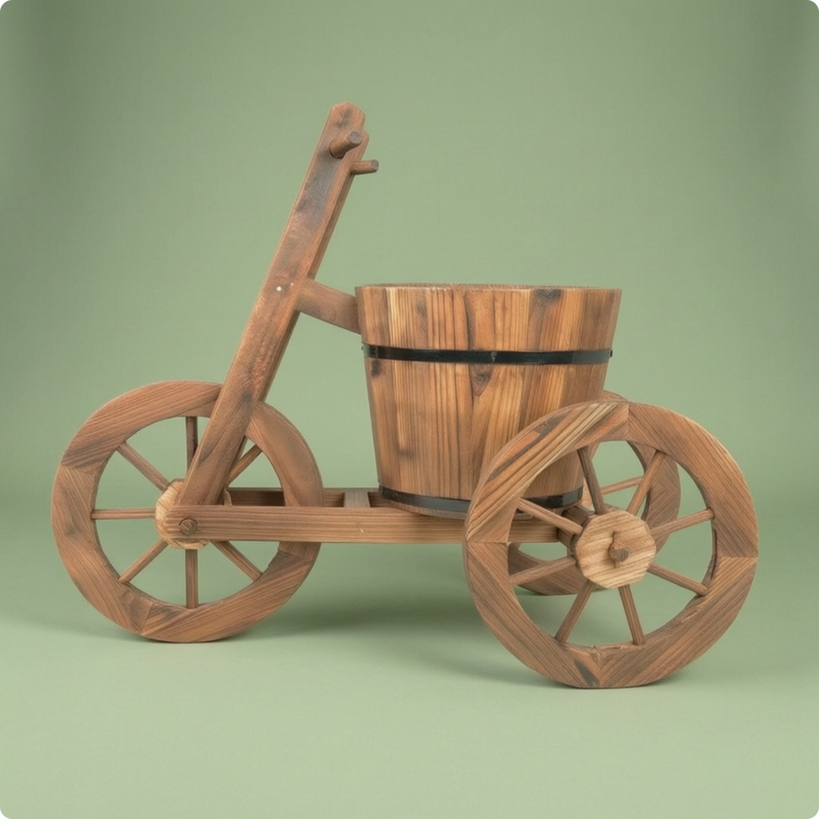 Wooden Tricycle Planter Vintage-Style Flower Cart Rustic for Shelves, Decorators