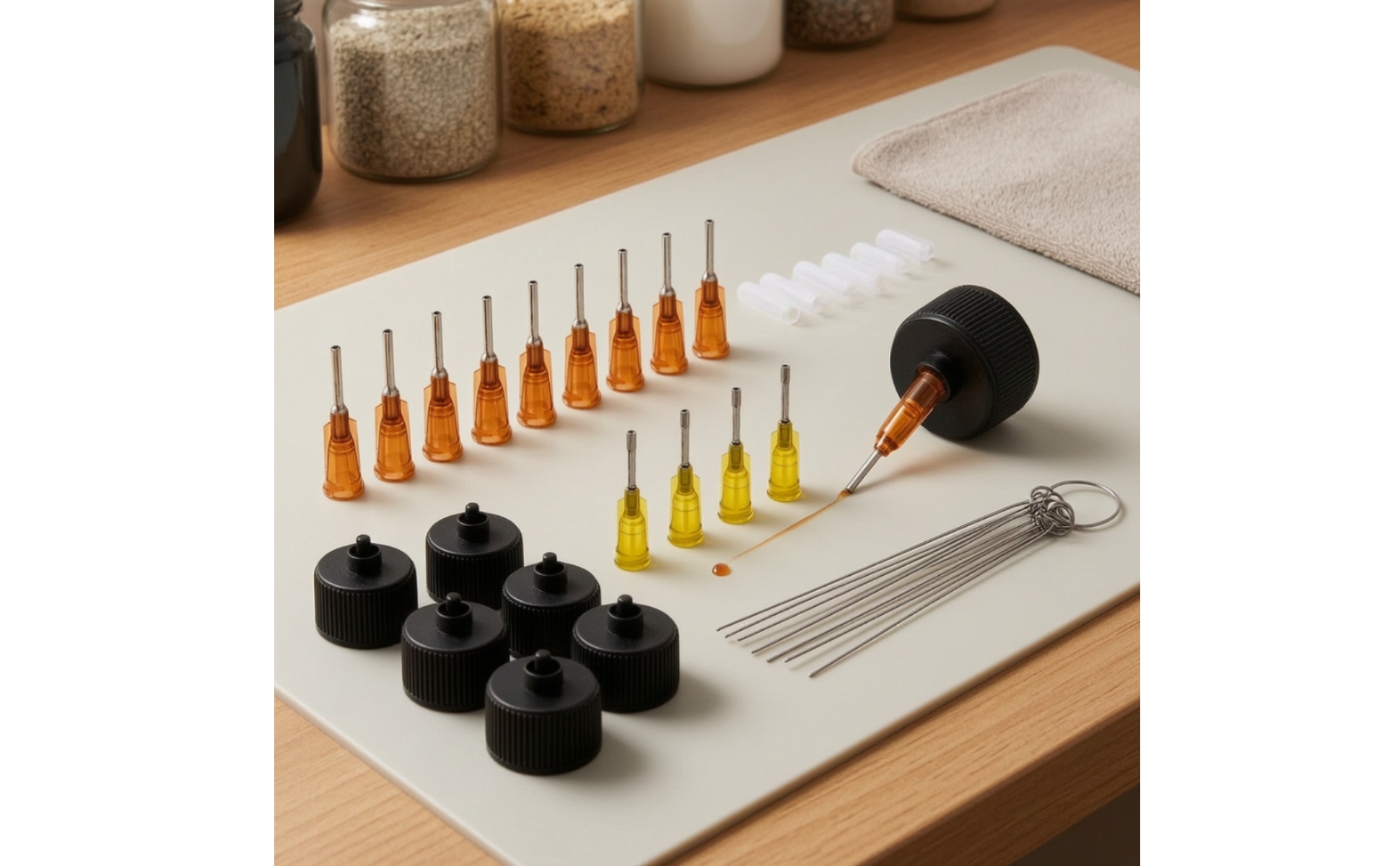 Dispensing Adapter Nozzle Kit Precision Bottle Nozzle with Needle Tips Fine-Tip