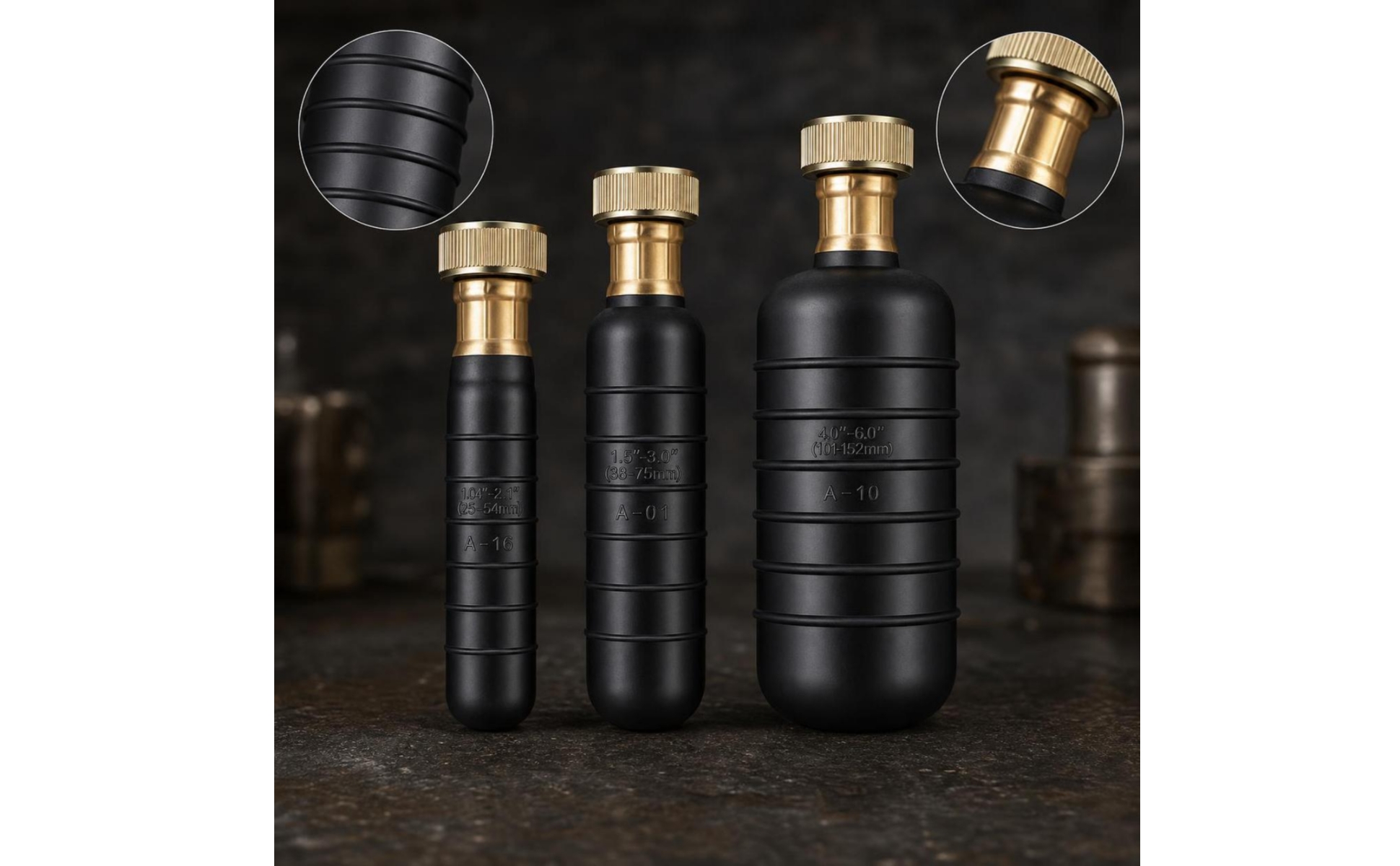 3 Pieces Drain Cleaning Bladder Ribbed Drain Bladder with Metal Connector