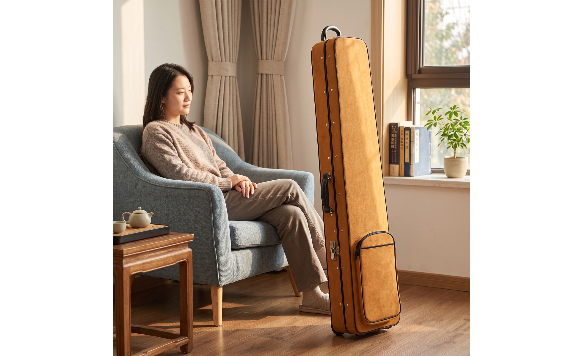 Guqin Bag Wheeled Guqin Travel Bag Easy Transport for Storage, Musicians