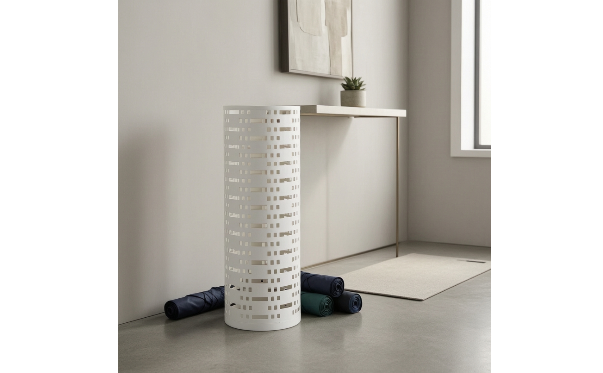 Metal Umbrella Stand Perforated Freestanding Umbrella Stand Ventilated for Lobby