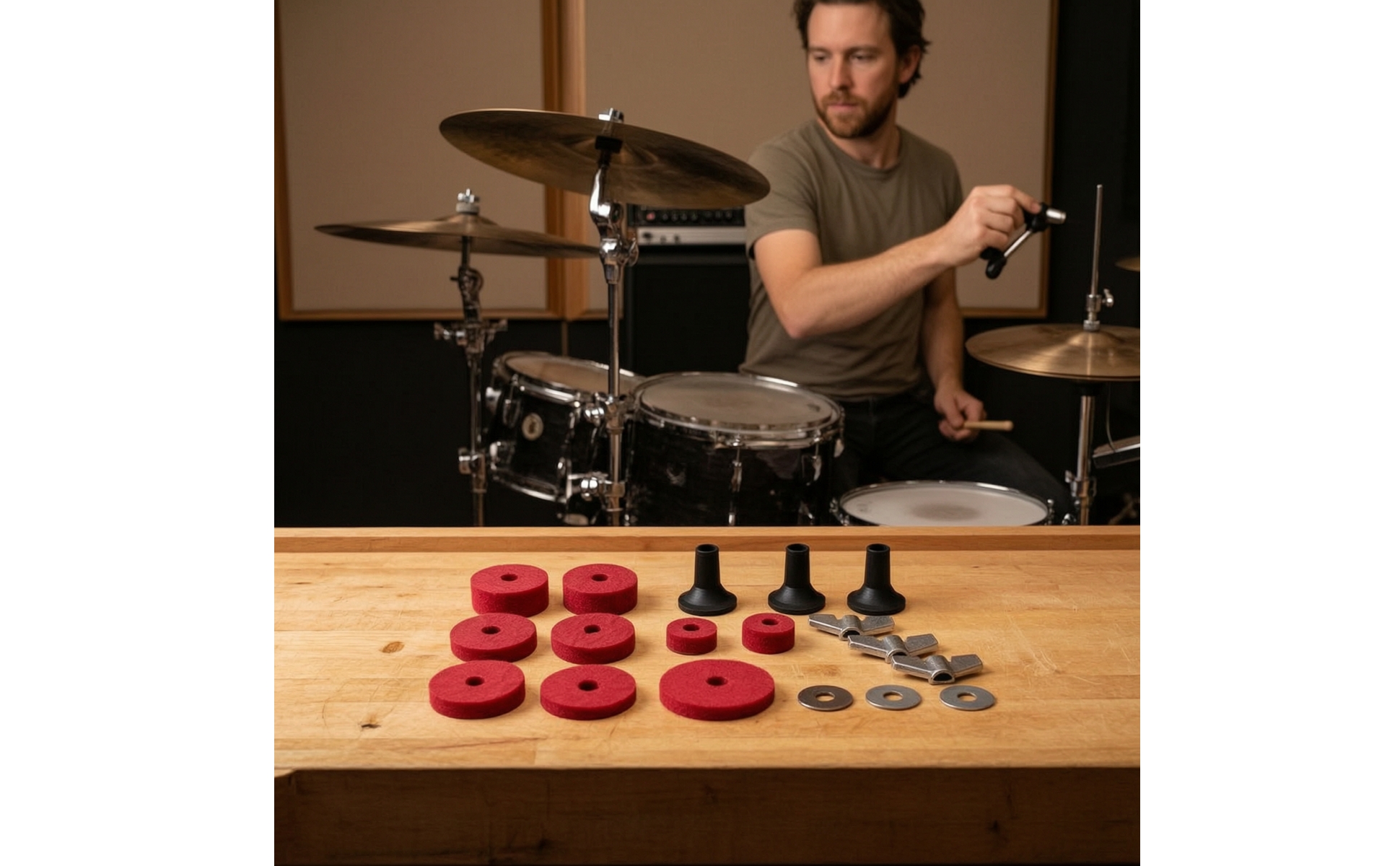 Drum Felt Kit with Washers Replacement Drum Felt Kit Compatible for Live Stage