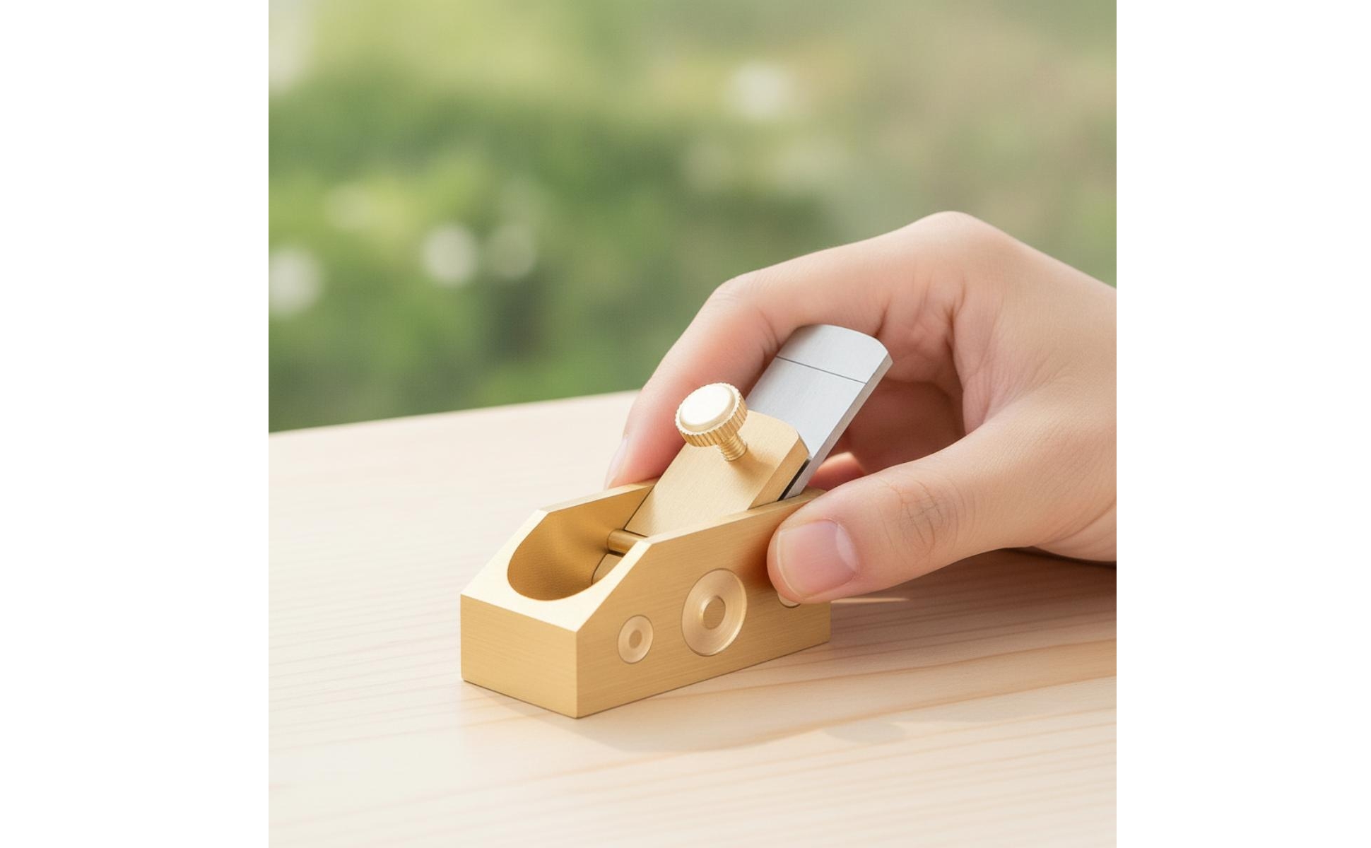 Thumb Plane Brass Small Hand Plane Compact for Woodworking, Luthiers, Hobbyists