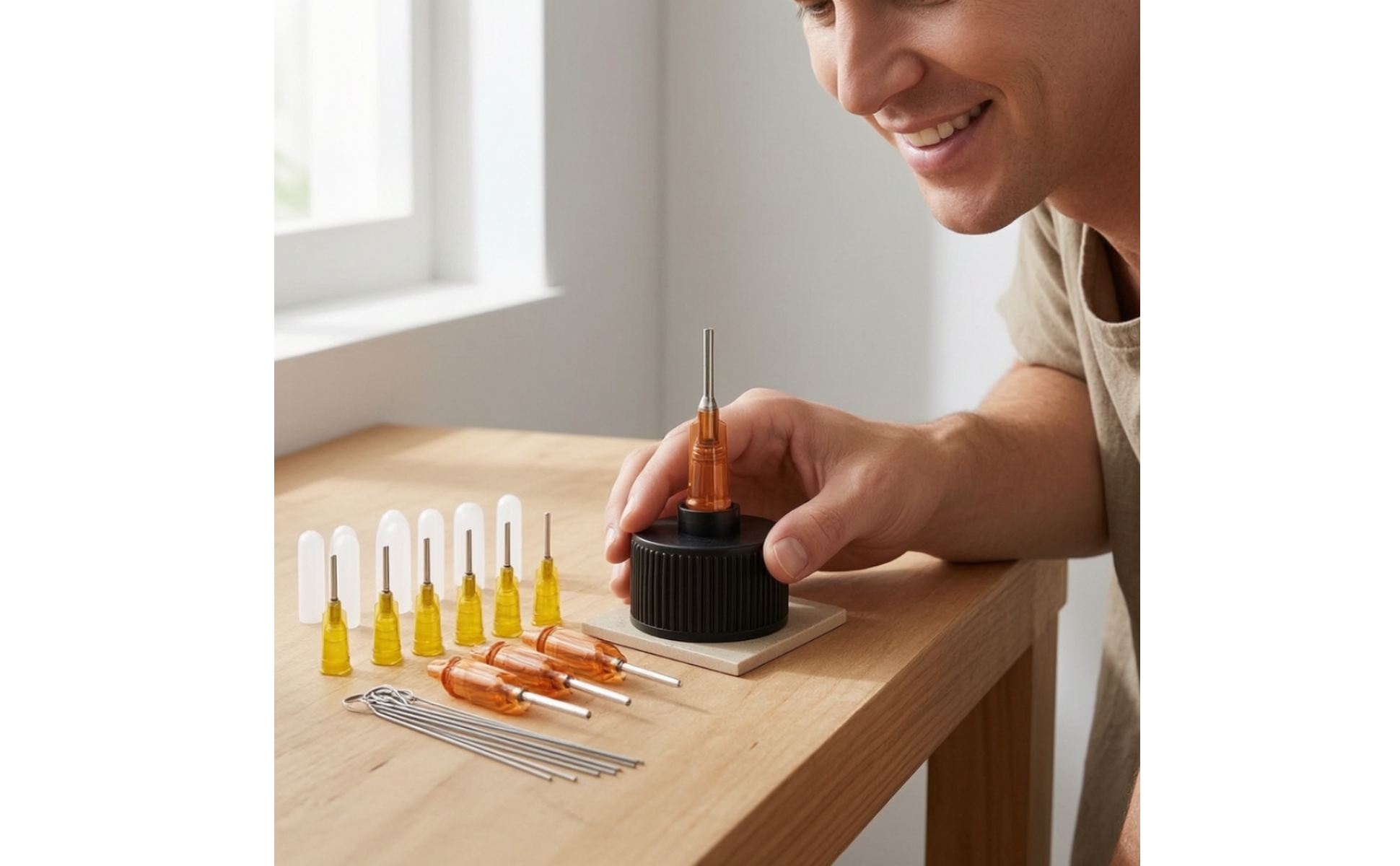 Dispensing Adapter Nozzle Kit Precision Bottle Nozzle with Needle Tips Fine-Tip