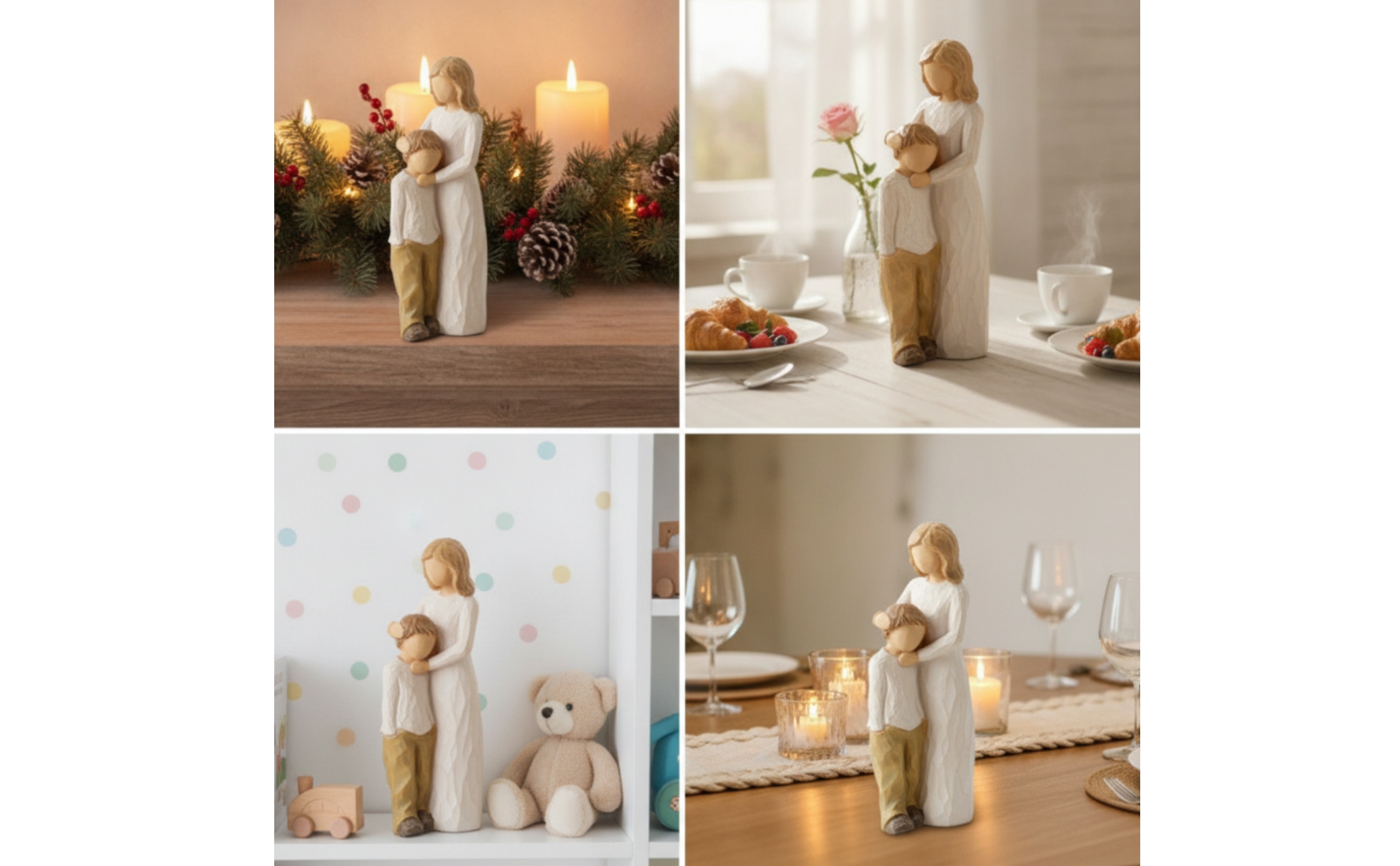 Mutter-Kind-Figur aus Harz Dekofigur mit Holzoptik dekorativ für Mütter, Sammler