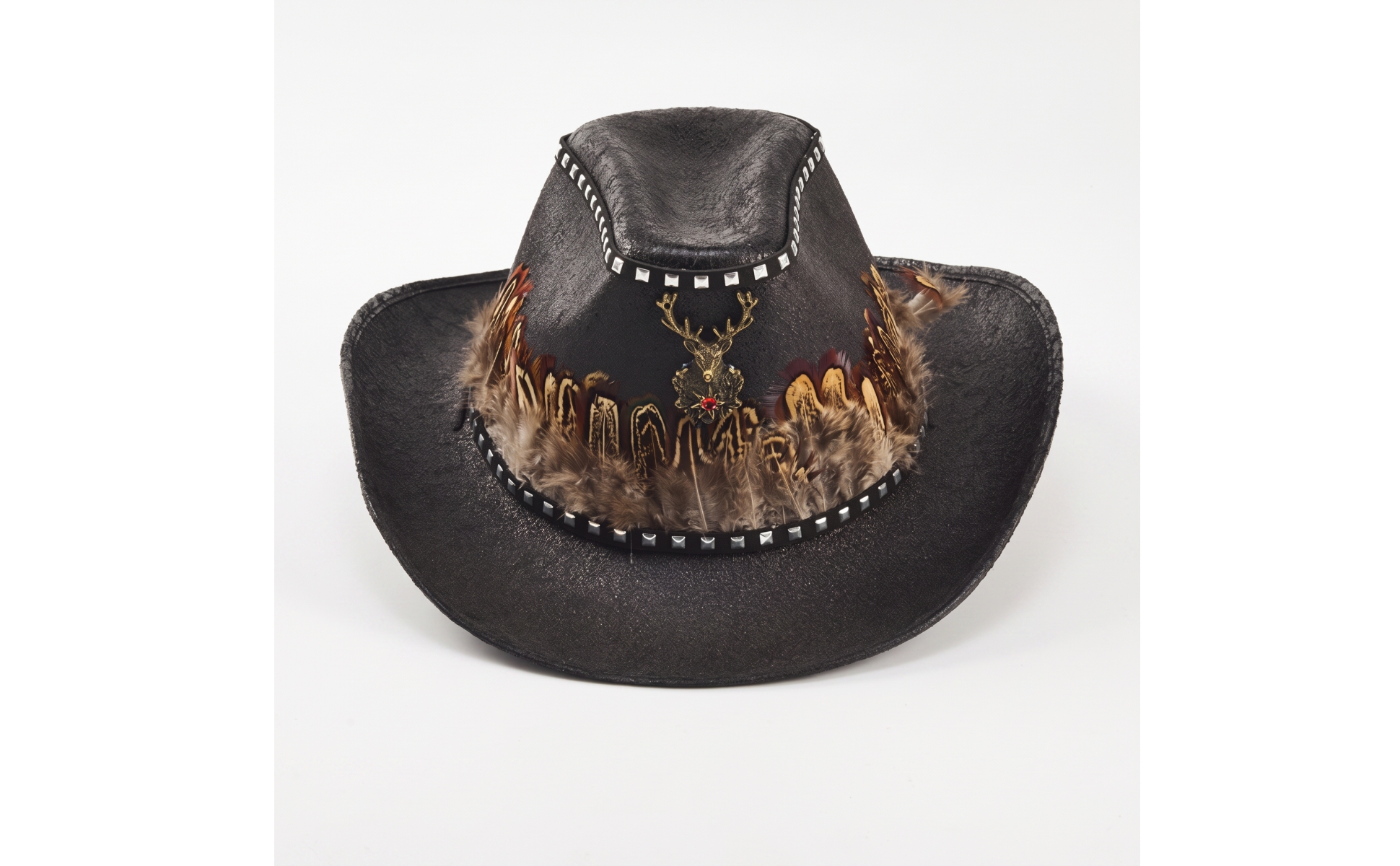 Cappello da Cowboy con Penna Vintage Cappello Western in Ecopelle Ribelle