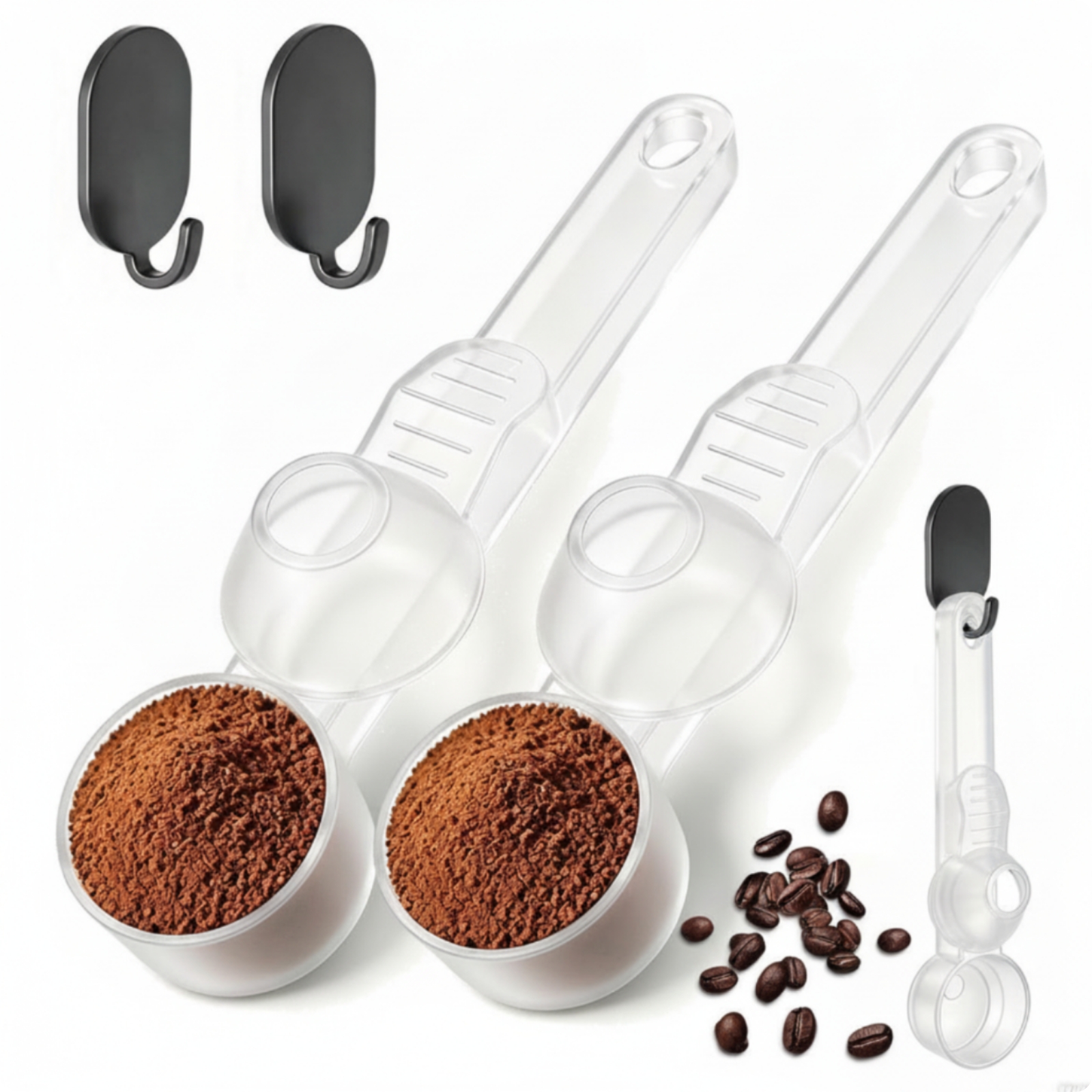 2 Pieces Coffee Scoop with Funnel Leveling Measuring Spoon Long Handle