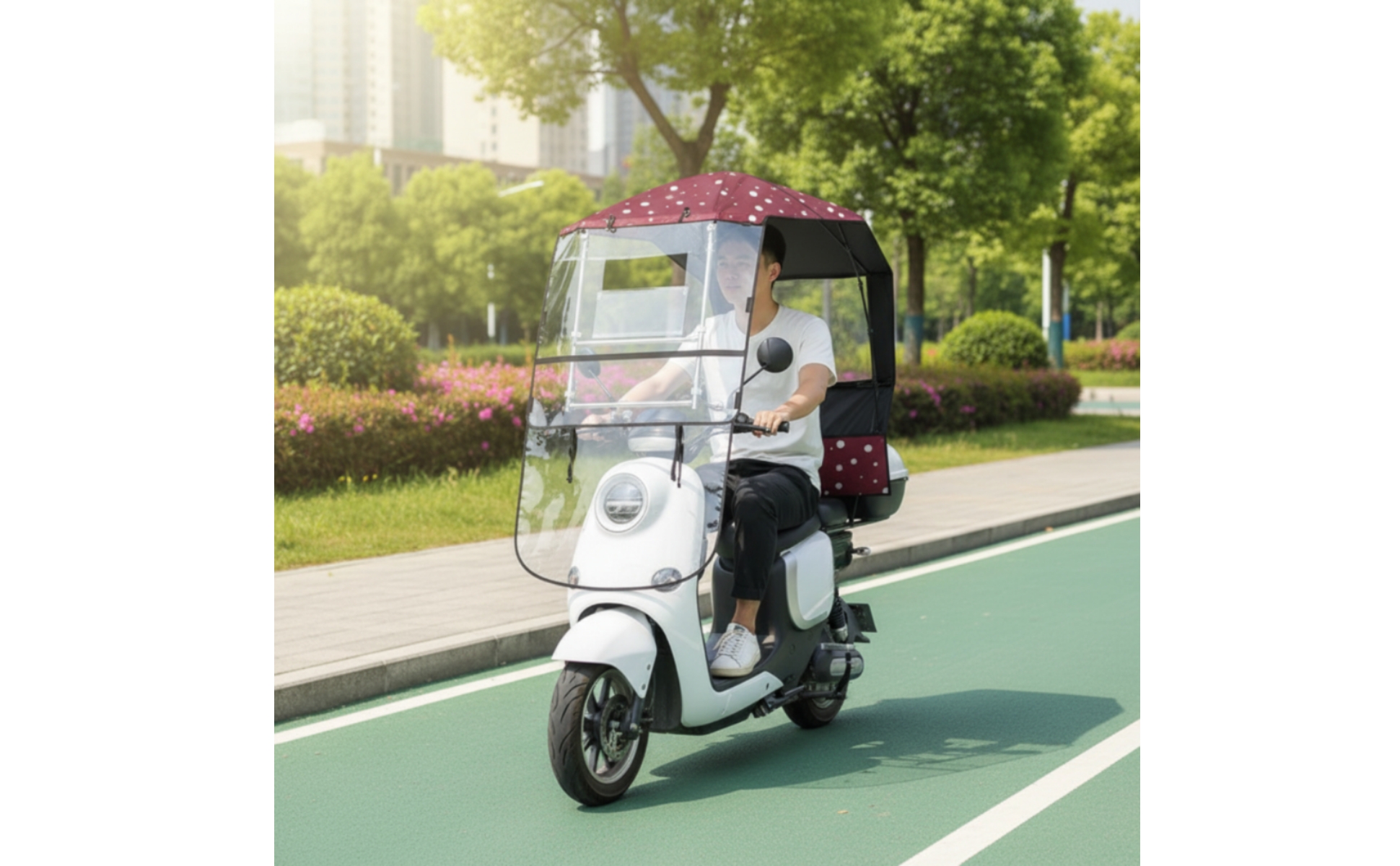 Scooter Rain Canopy with Windshield Waterproof for Daily Commuting, City Travel