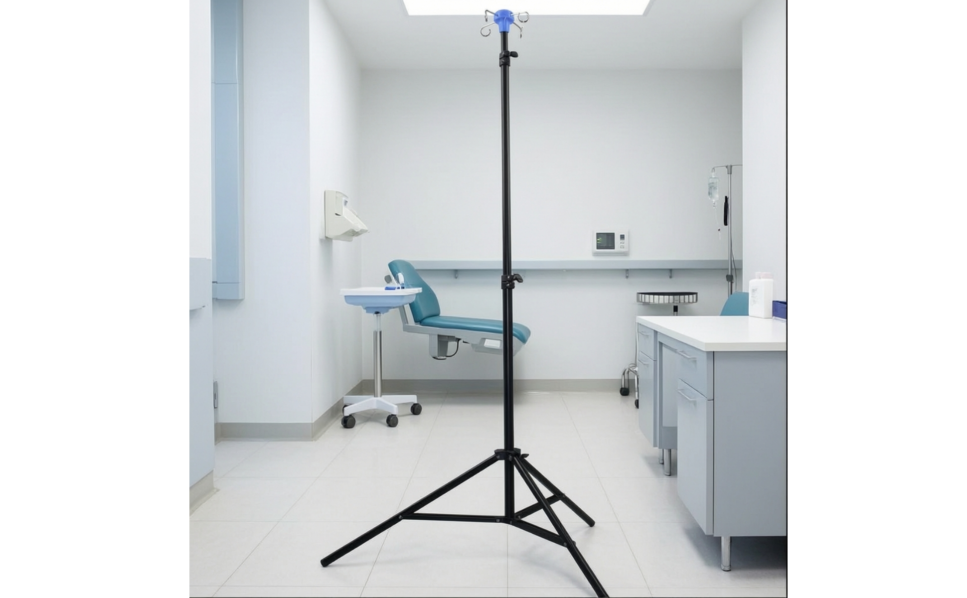 IV Pole with Tripod Base Height Adjustable Infusion Stand with Four Hooks