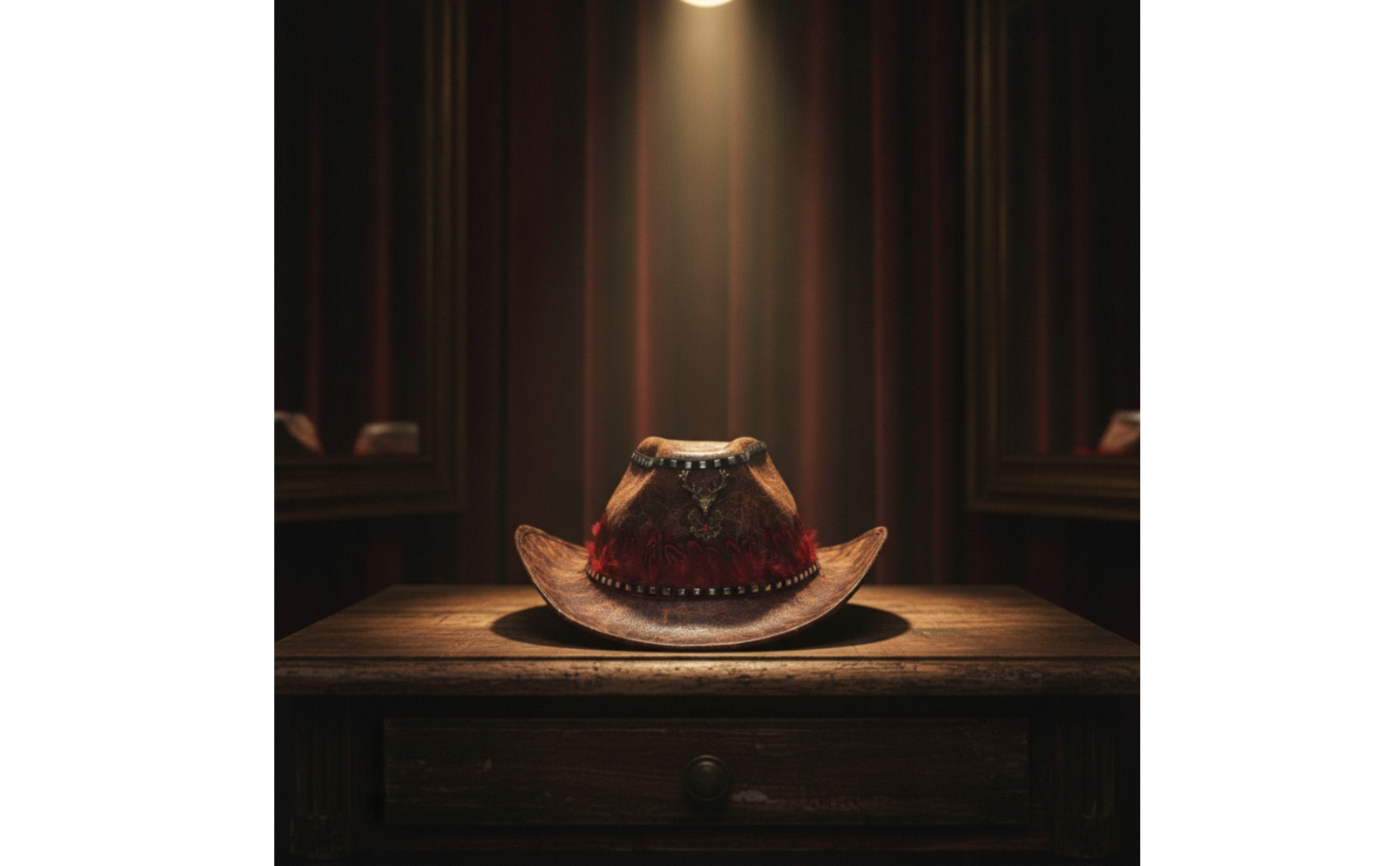 Cappello da Cowboy con Penna Vintage Cappello Western in Ecopelle Ribelle