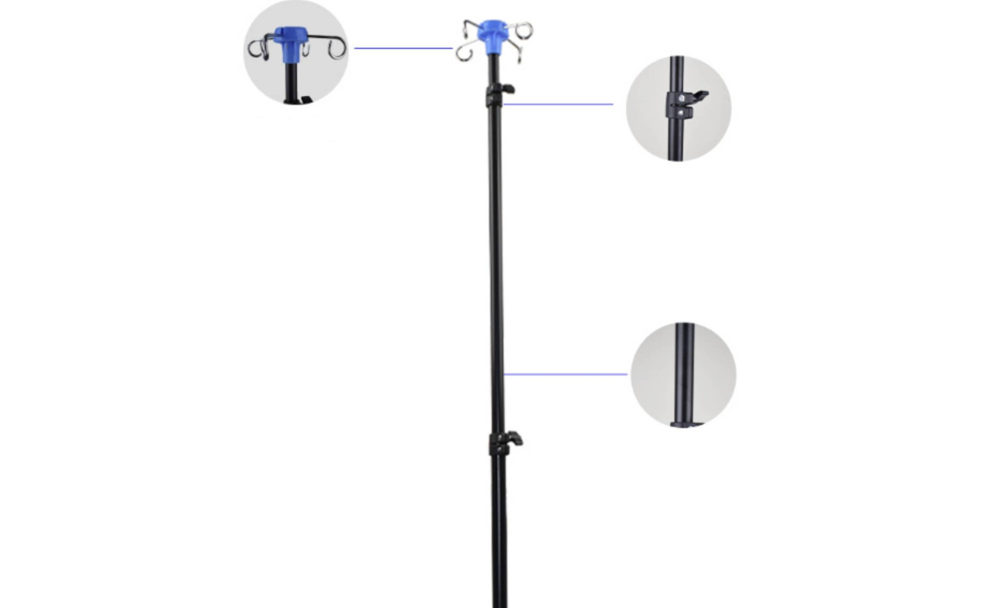 IV Pole with Tripod Base Height Adjustable Infusion Stand with Four Hooks