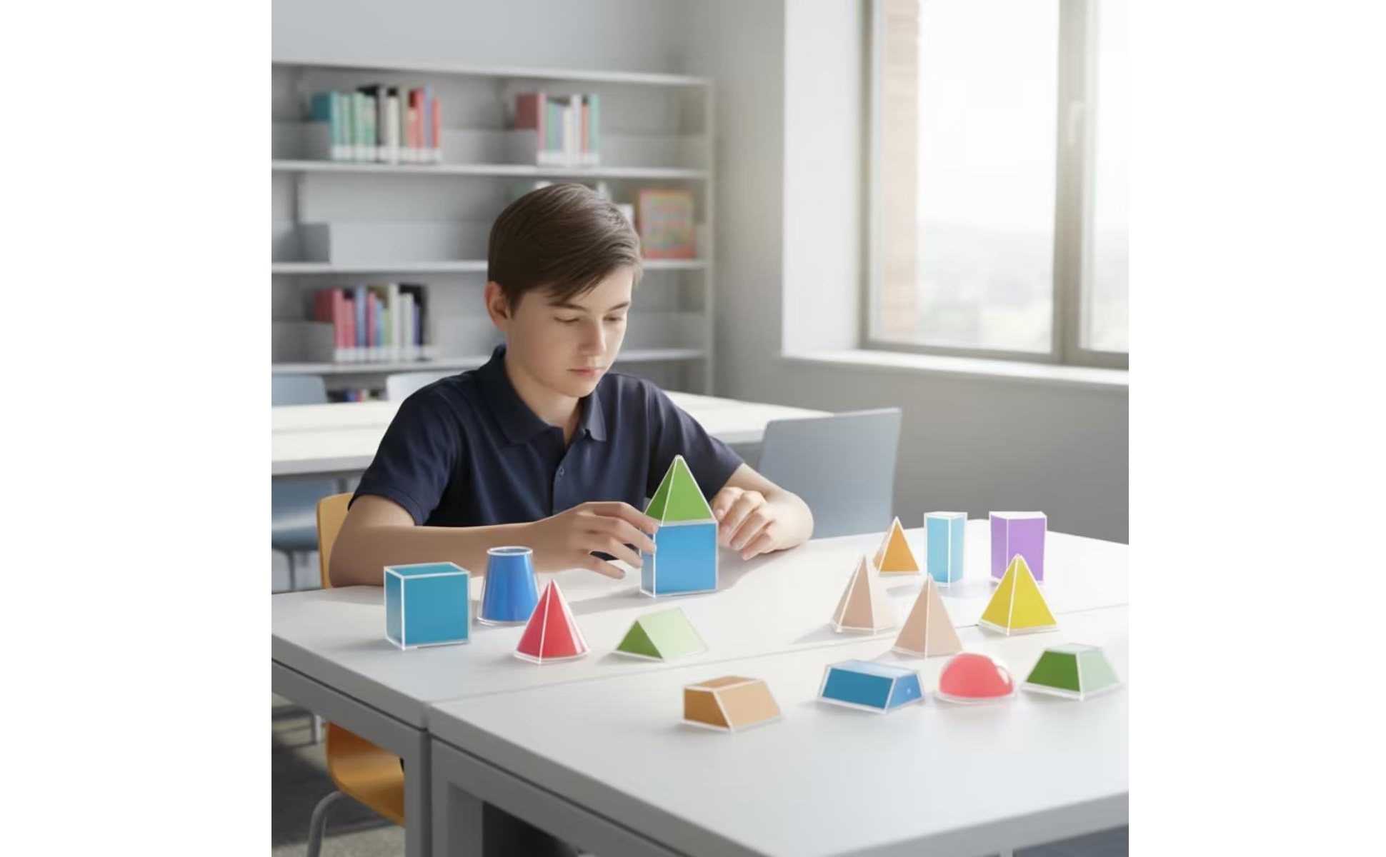 24 Pieces Geometry Teaching Model Kit Transparent for Classroom, Homeschooling