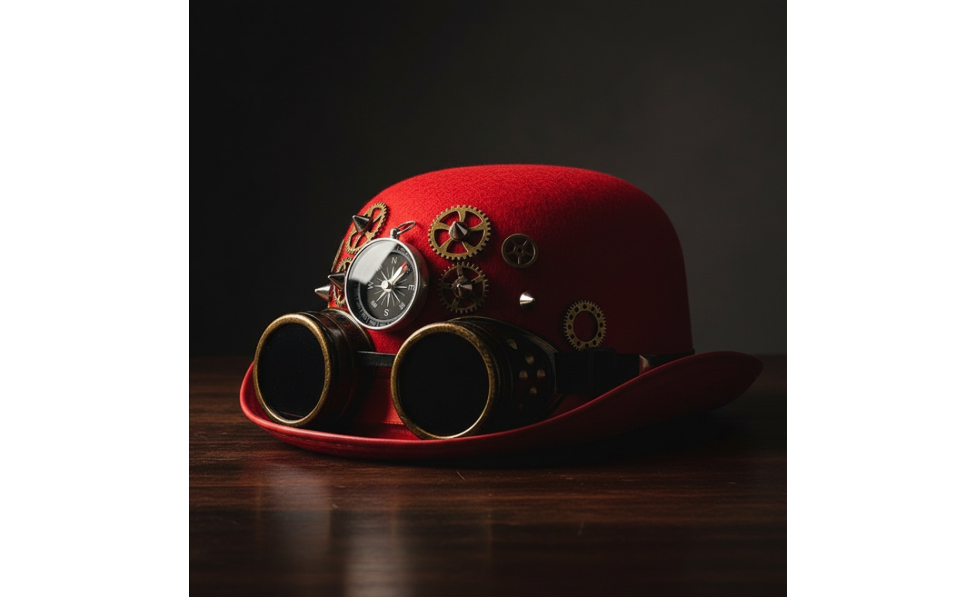Steampunk Top Hat Felt Top Hat with Goggles Black for Cosplay, Halloween, Adults