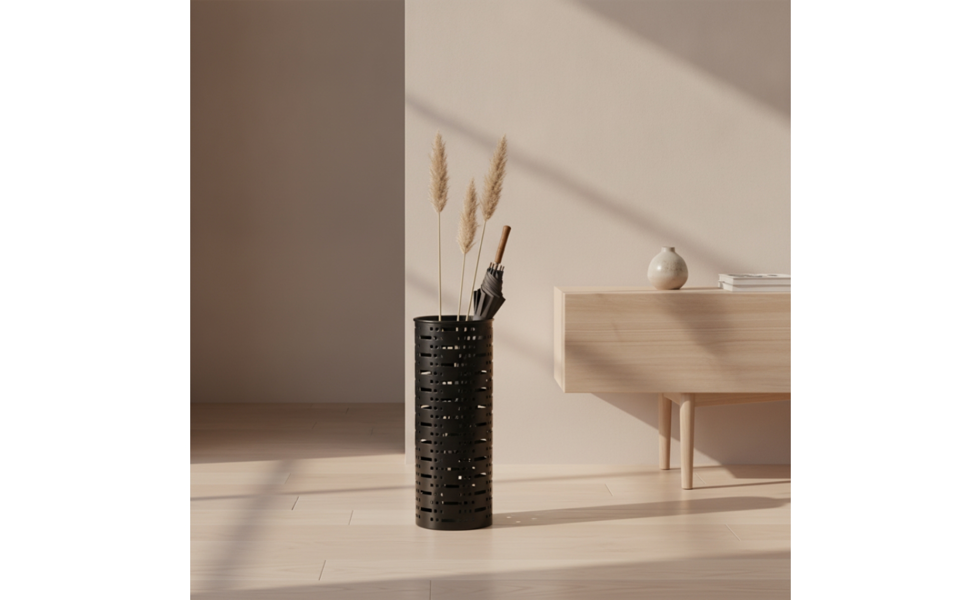 Metal Umbrella Stand Perforated Freestanding Umbrella Stand Ventilated for Lobby