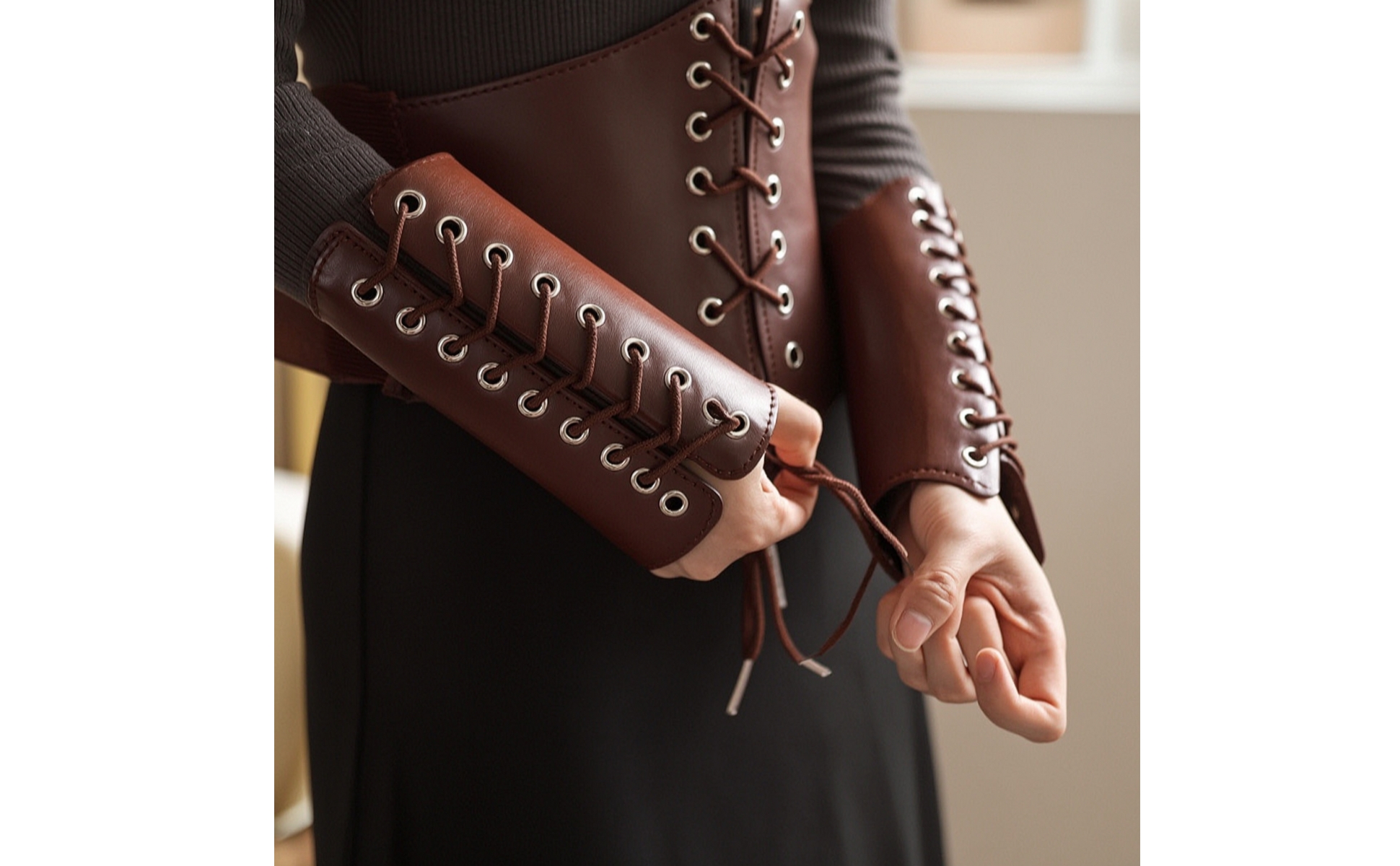 Serre-Taille avec Protège-Poignets Steampunk Corset Serre-Taille Élastique