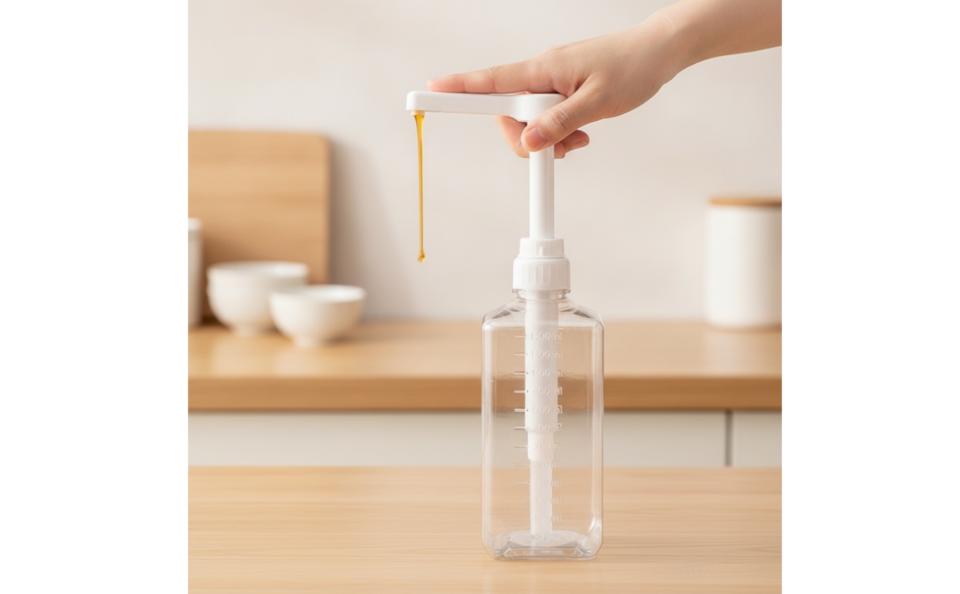 Contenitore con Pompa Trasparente Set di Pompe Dosatrici Graduato per Gelateria